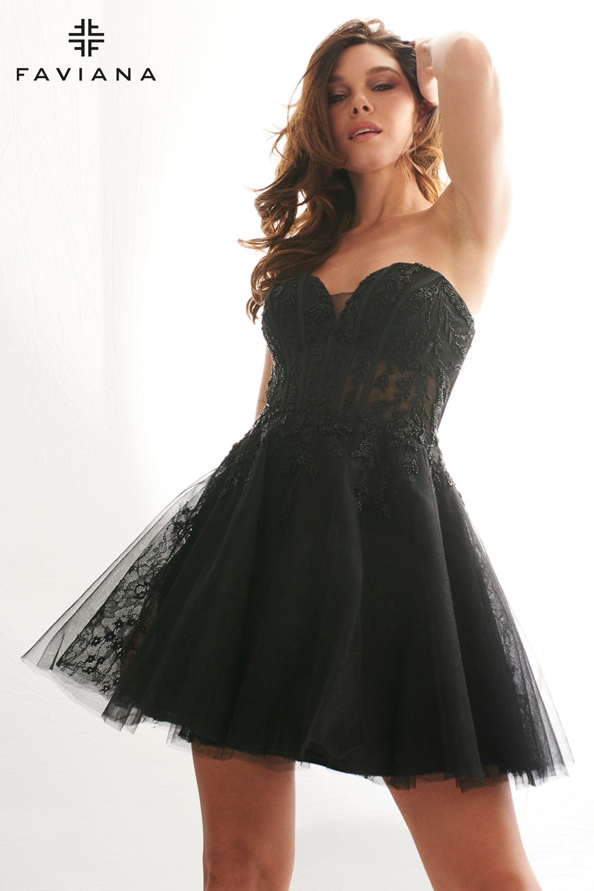 Tulle & Lace Short Corset Dress With A-Line Skirt | 11120 Tulle & Lace Short Corset Dress With A-Line Skirt | 11120