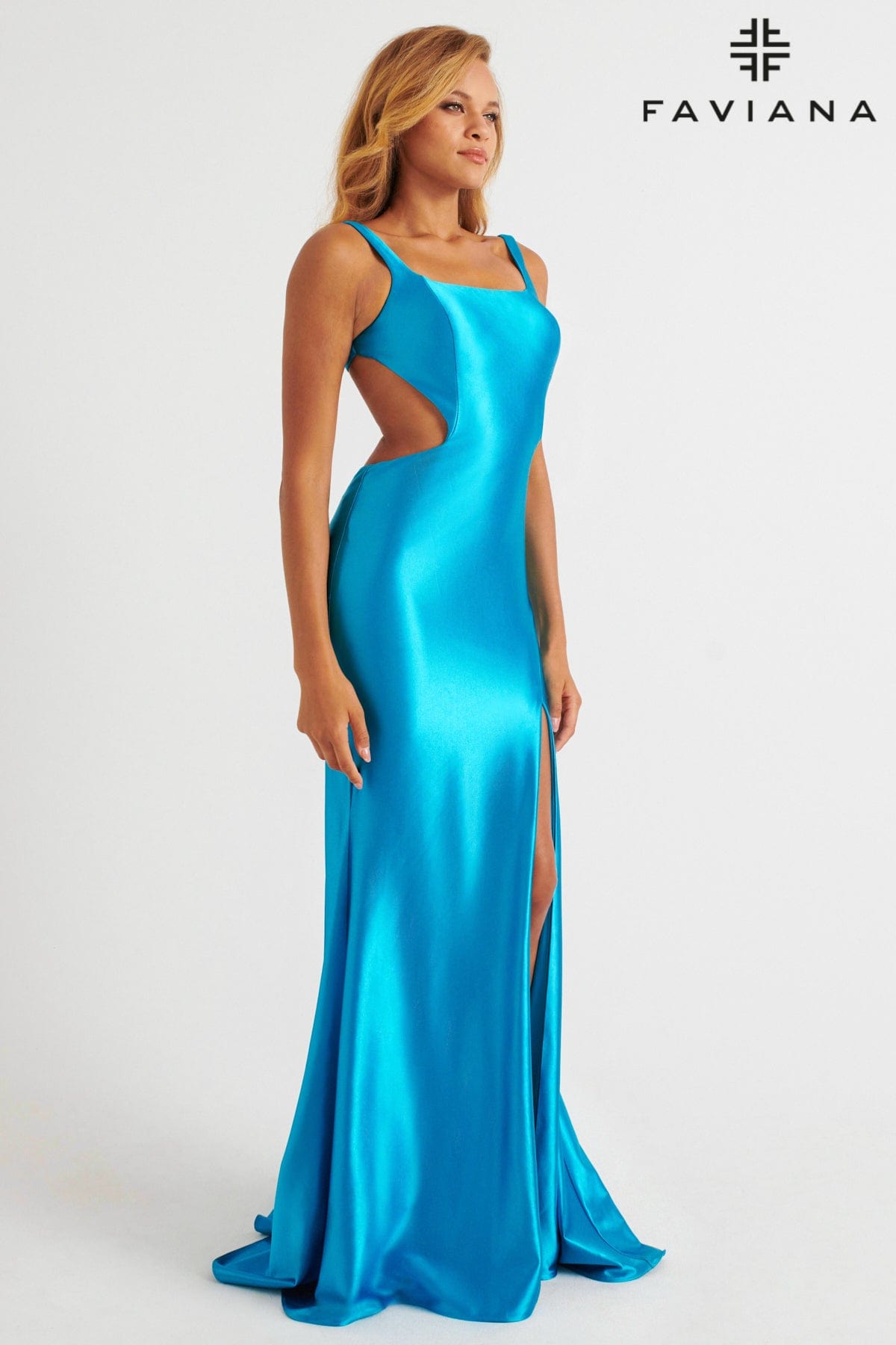 Long Satin Prom Dress With Open Back And Side Cutouts | 11239 Long Satin Prom Dress With Open Back And Side Cutouts | 11239