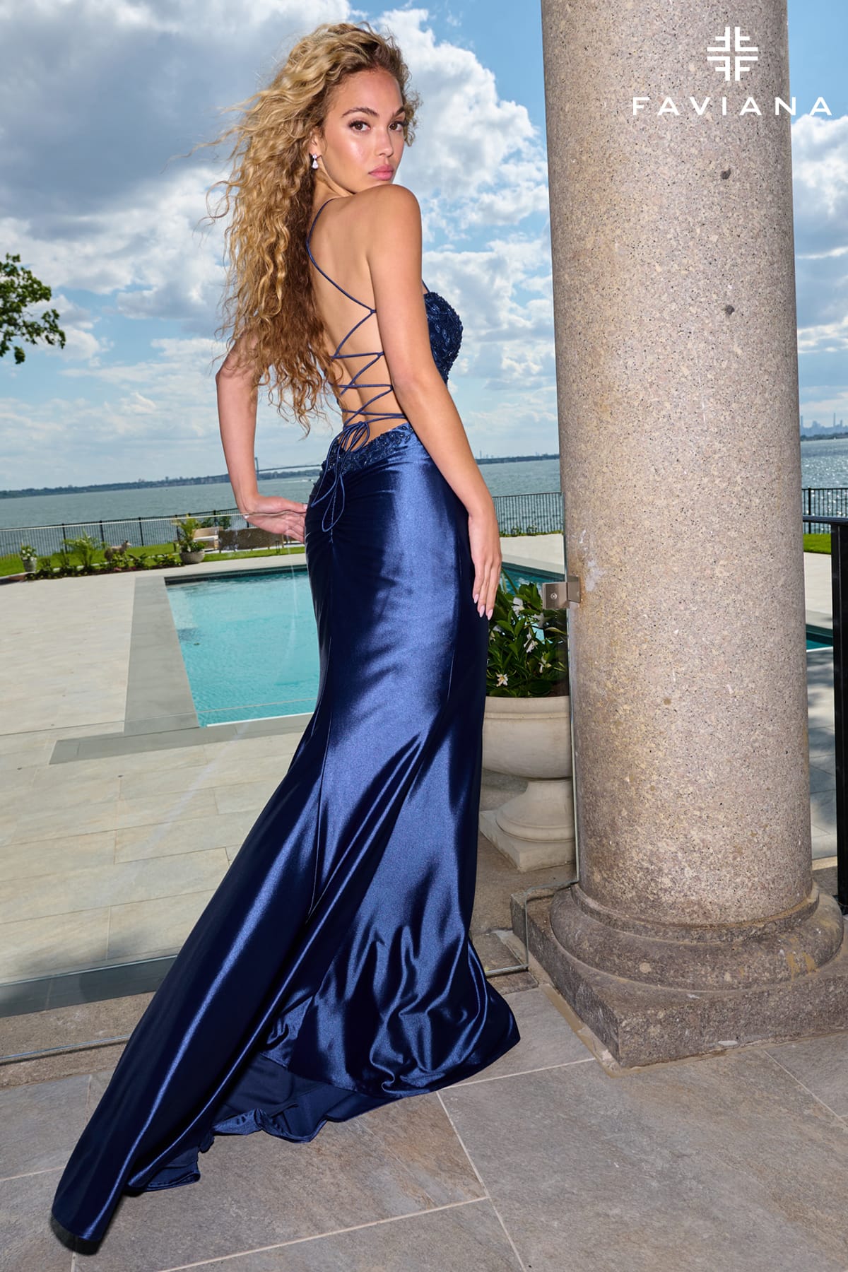 Navy Sweetheart Satin Corset Dress With Asymmetrical Beading | 11404 Navy Sweetheart Satin Corset Dress With Asymmetrical Beading | 11404