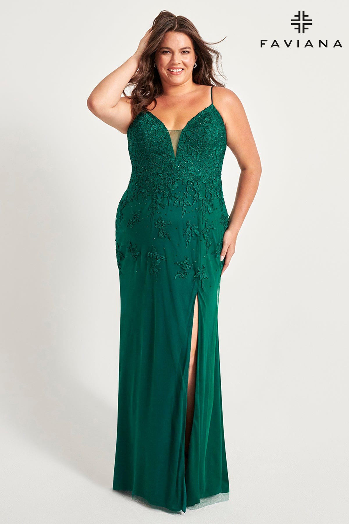 Forest Green Plus Size Tulle Prom Dress Long With Lace