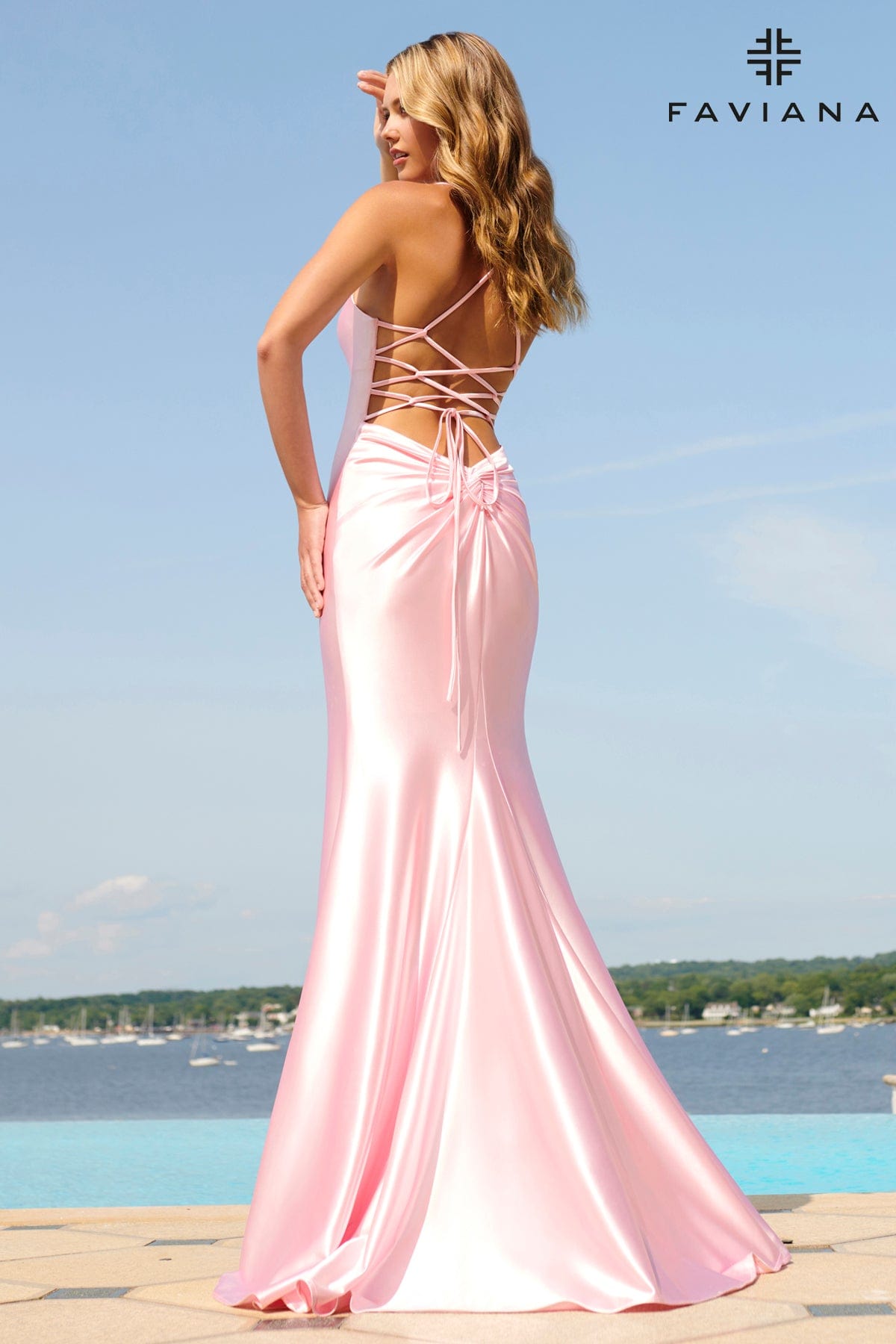 Strappy-Open-Back Long Red Faviana Prom Dress