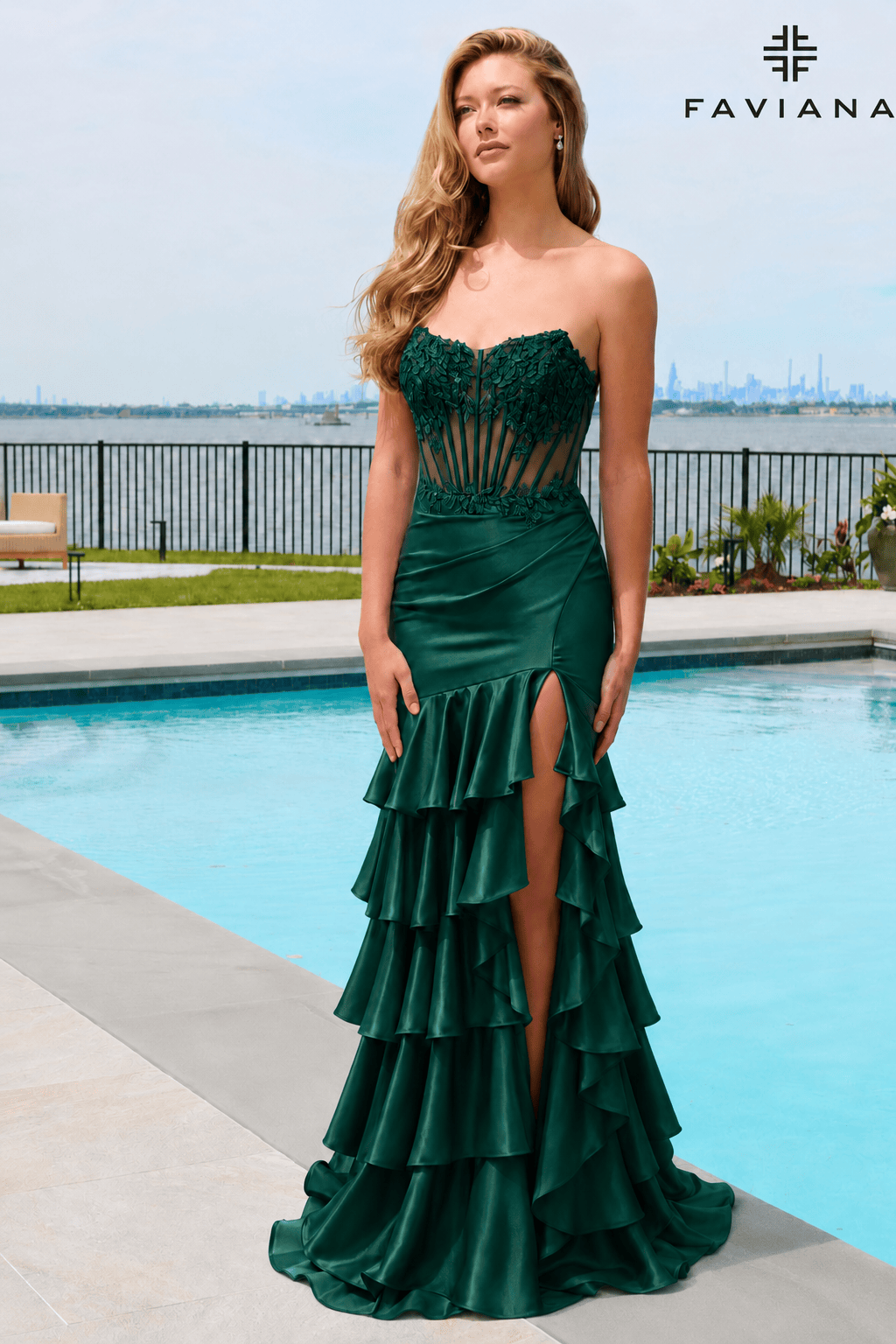 Mermaid Strapless Corset Gown With Tiered Skirt | 11651 Mermaid Strapless Corset Gown With Tiered Skirt | 11651
