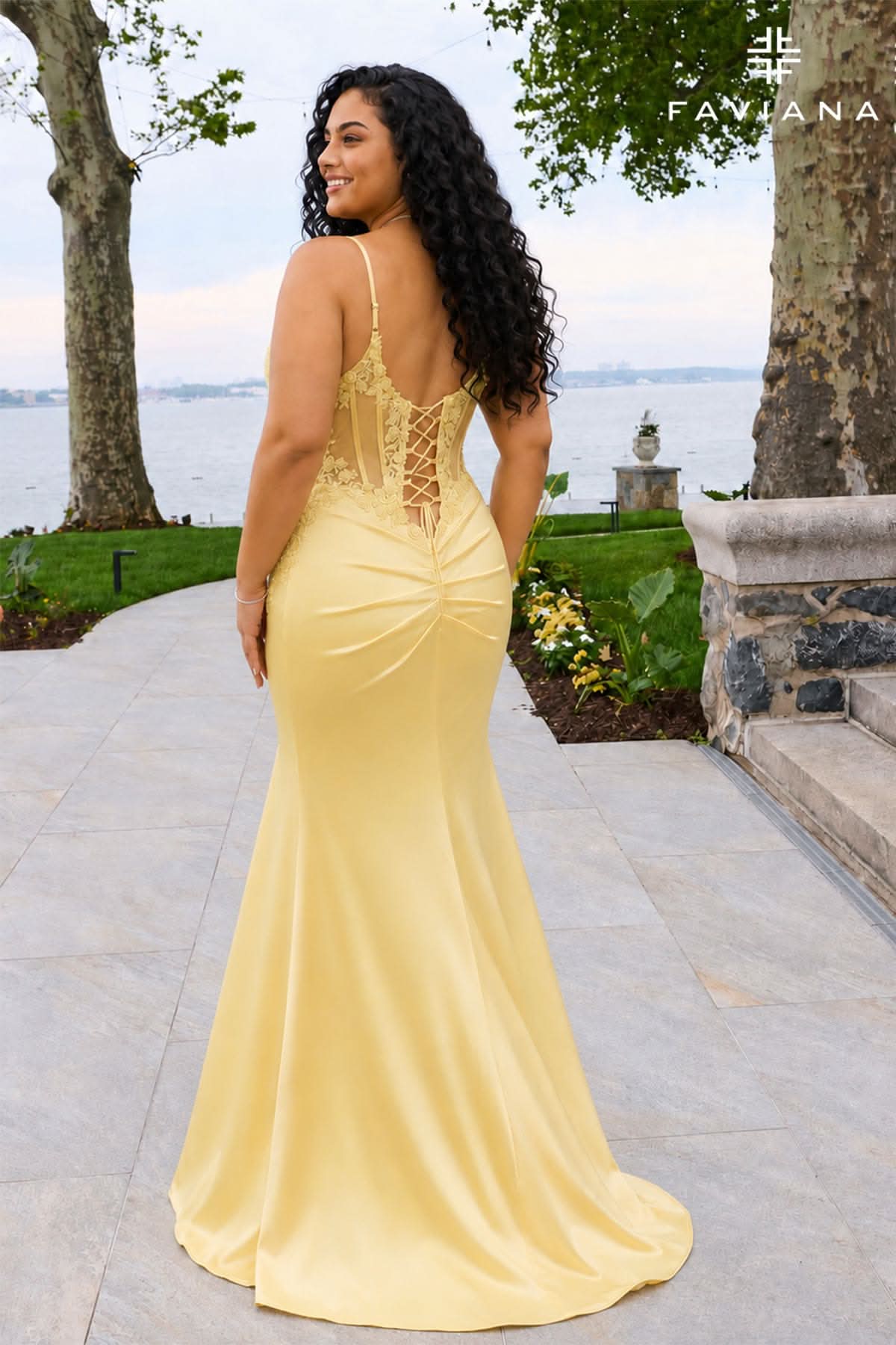 Corset Lace Up Sheath Dress With Mesh Panels And Beaded Appliqué | 11605 Corset Lace Up Sheath Dress With Mesh Panels And Beaded Appliqué | 11605