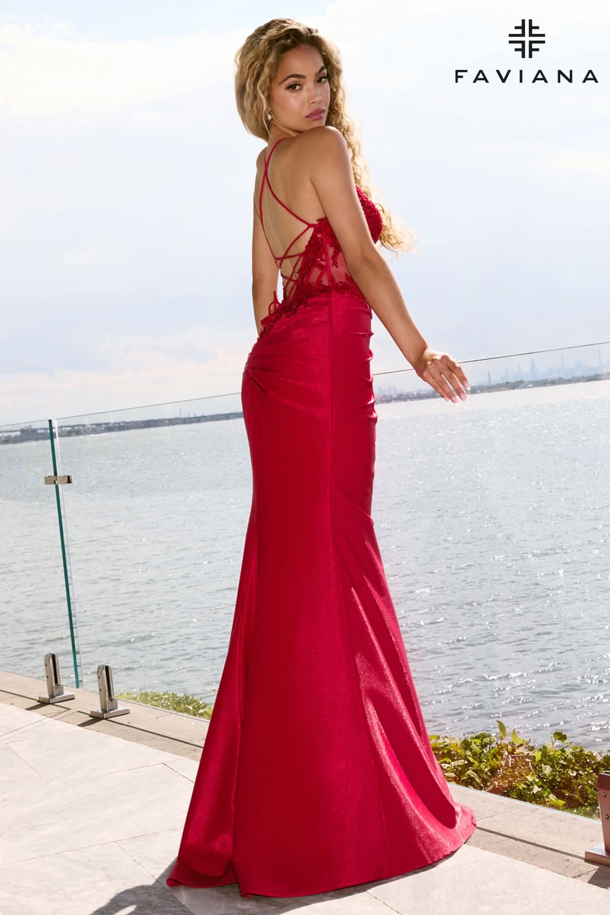 Navy Sparkle Stretch V-Neck Corset Gown With Exposed Boning And Beading | 11646 Navy Sparkle Stretch V-Neck Corset Gown With Exposed Boning And Beading | 11646