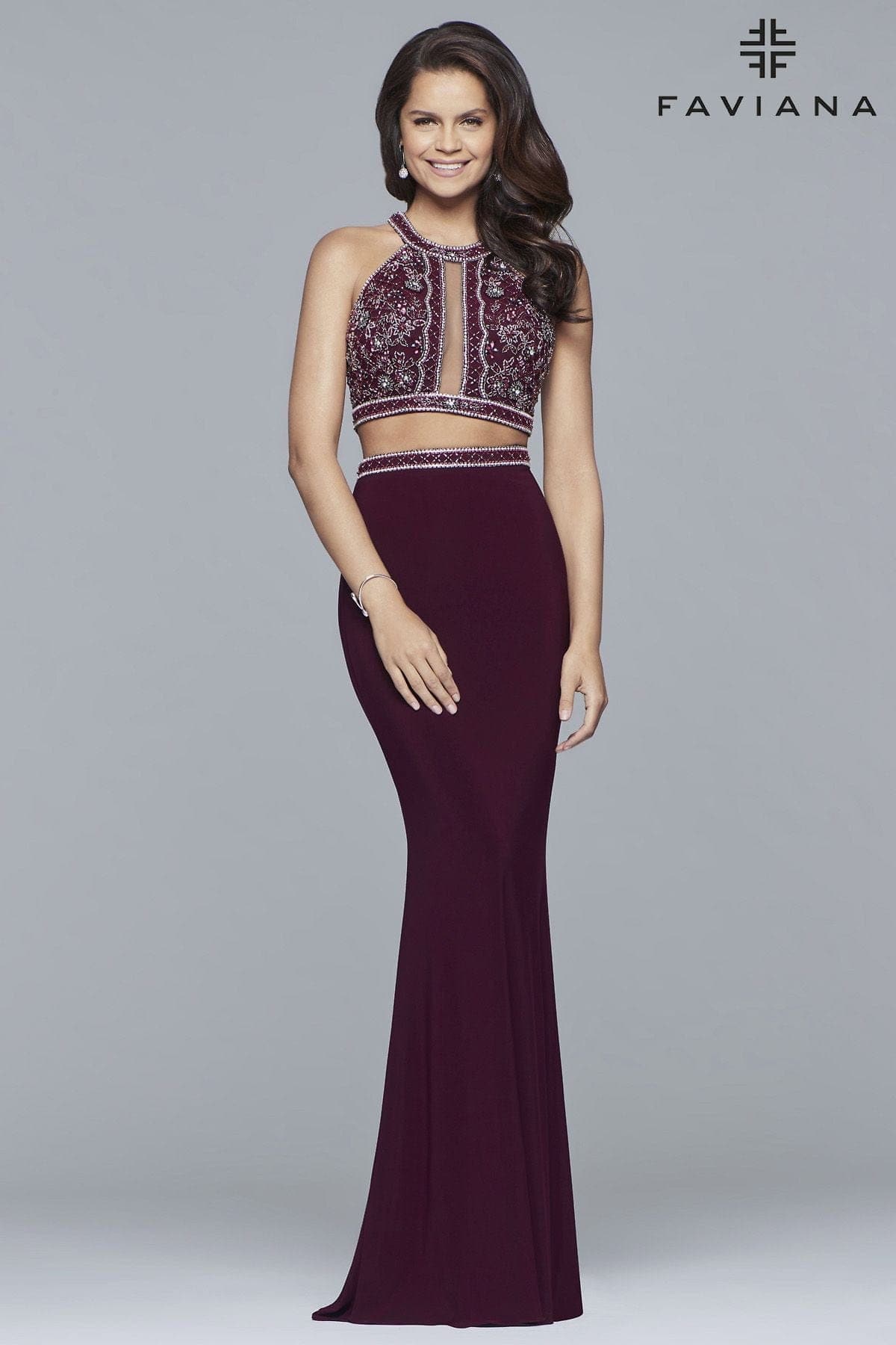 Two Piece Long Dress With Beaded Bodice Two Piece Long Dress With Beaded Bodice