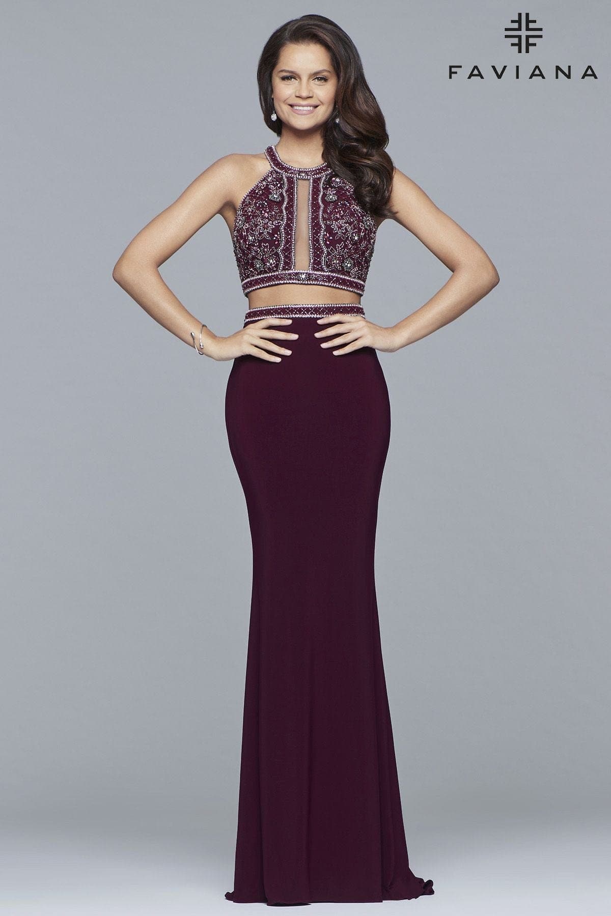 Two Piece Long Dress With Beaded Bodice | Faviana Two Piece Long Dress With Beaded Bodice | Faviana
