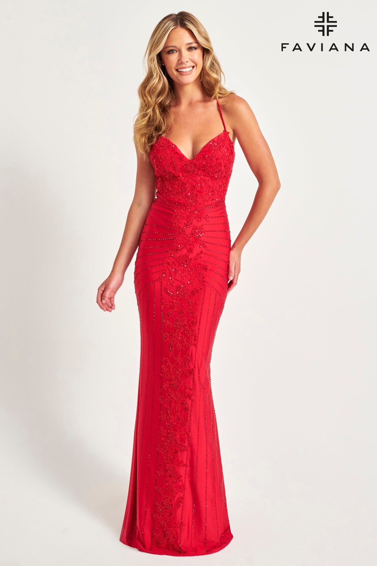 Unique Prom Dress With Lace And Hotfix Rhinestone Patterned Detailing