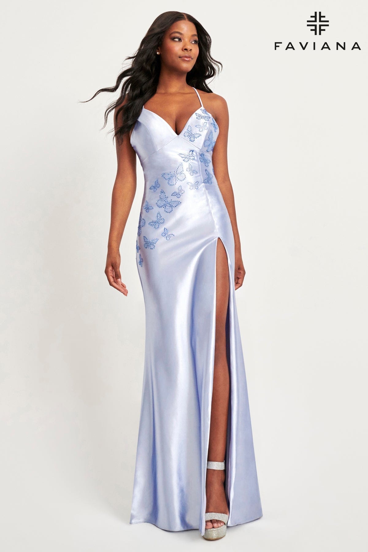 Satin Butterfly Prom Dress With Lace Up Back | 11053 Satin Butterfly Prom Dress With Lace Up Back | 11053