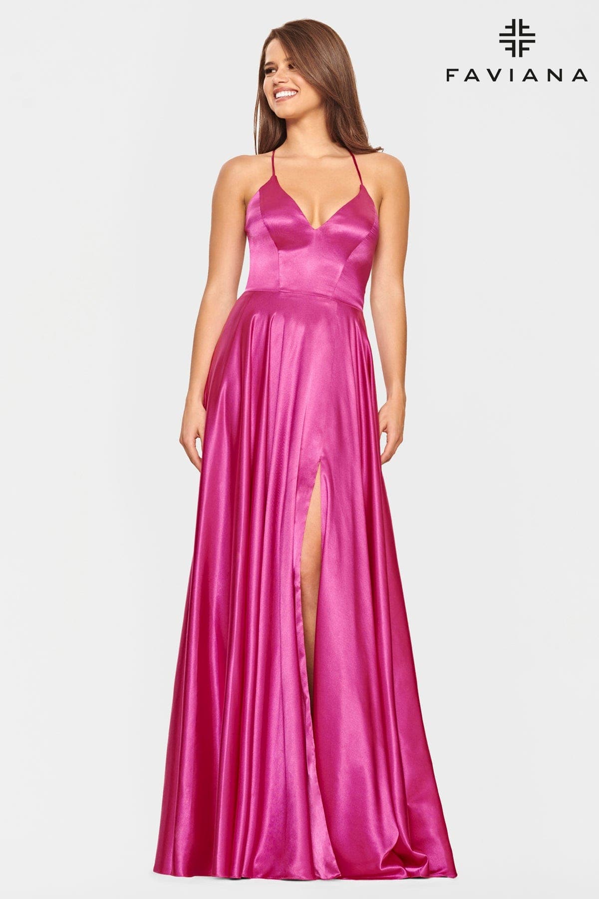 Silky Charmeuse Lace Up Back Prom Dress With Side Pockets | Faviana Silky Charmeuse Lace Up Back Prom Dress With Side Pockets | Faviana