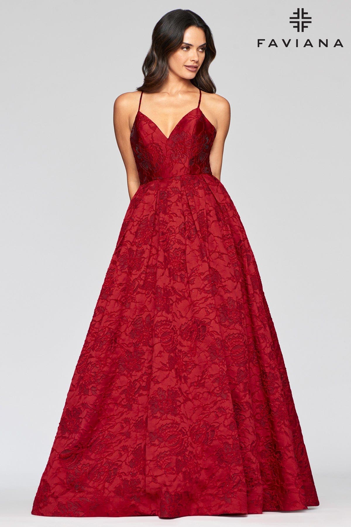 Long Brocade Dress With Sweetheart Neckline | Faviana Long Brocade Dress With Sweetheart Neckline | Faviana