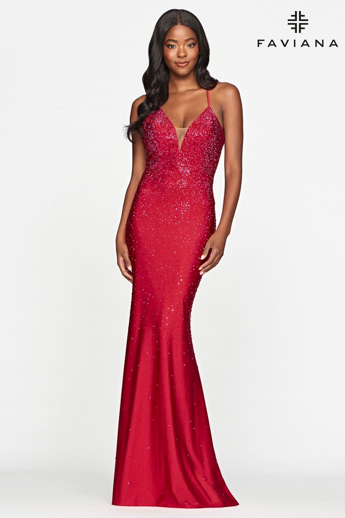 V Neck Prom Dress With Rhinestone Beading V Neck Prom Dress With Rhinestone Beading