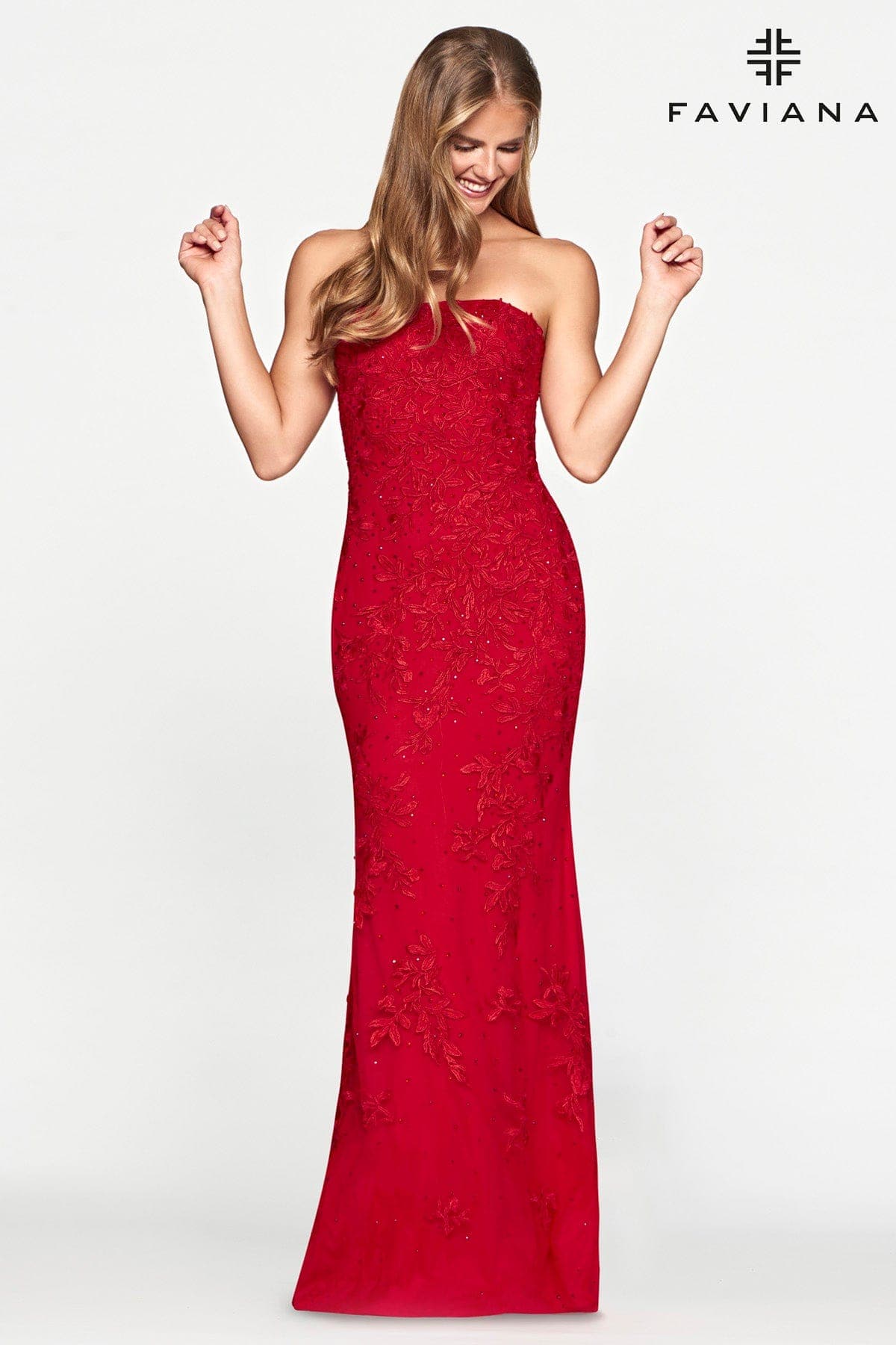 Straight Neckline Dress Strapless With Lace Fabric Straight Neckline Dress Strapless With Lace Fabric