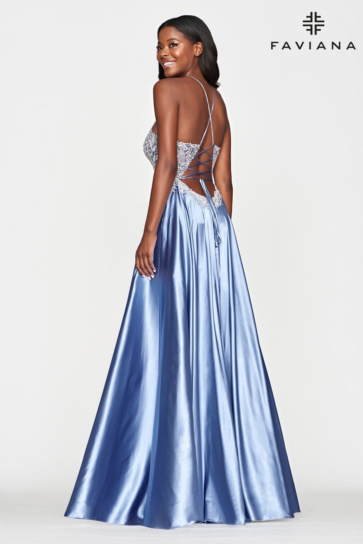Silky Charmeuse Flowy V Neckline Prom Dress Silky Charmeuse Flowy V Neckline Prom Dress