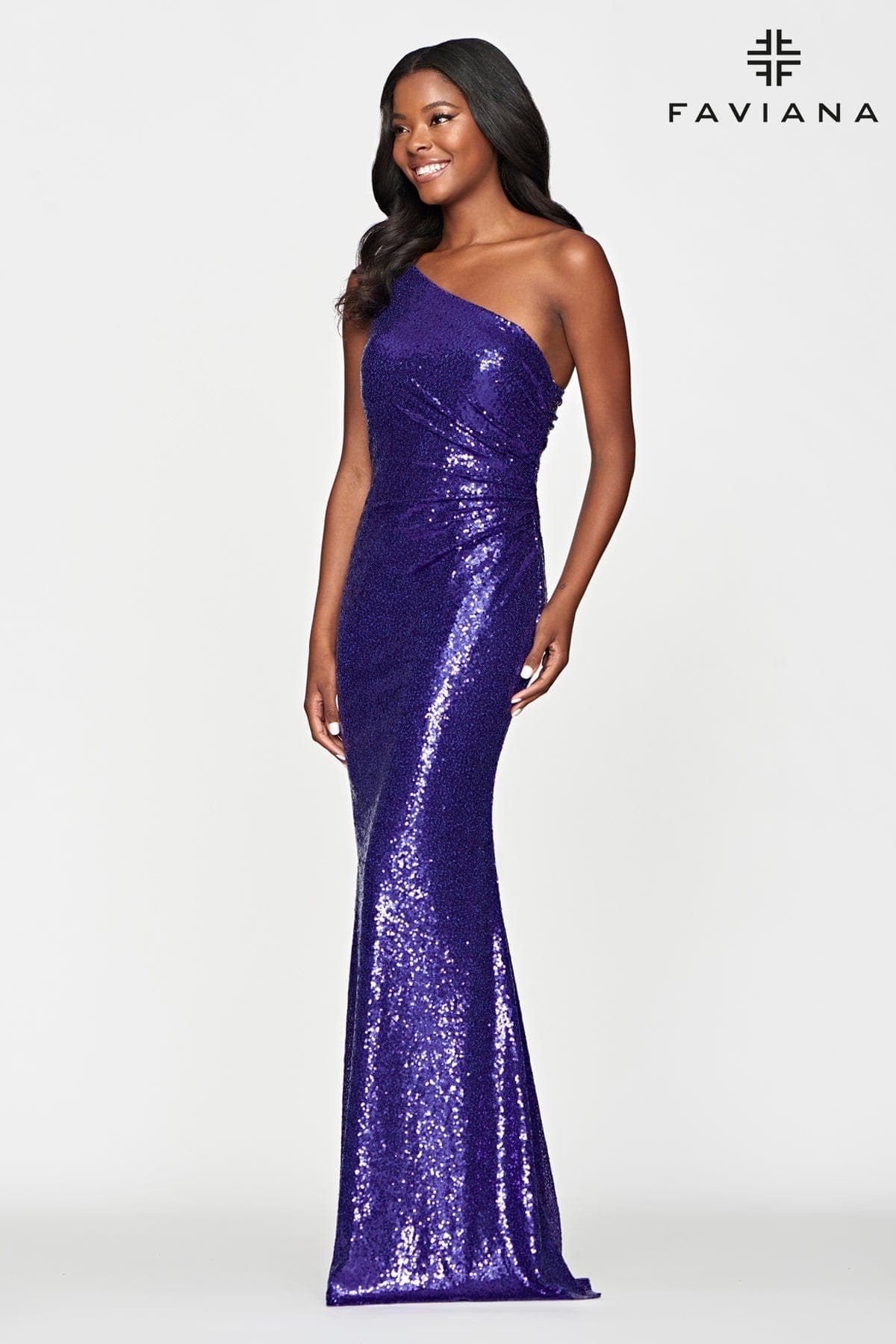 One Shoulder Sequin Dress With Side Ruching