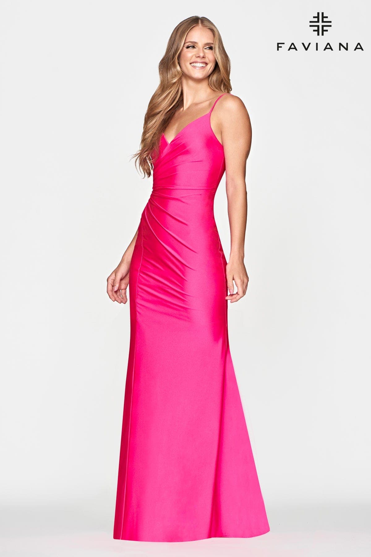 faviana stretch satin long prom dress Faviana 11401 Dress 0 / Dark Hunter Green
