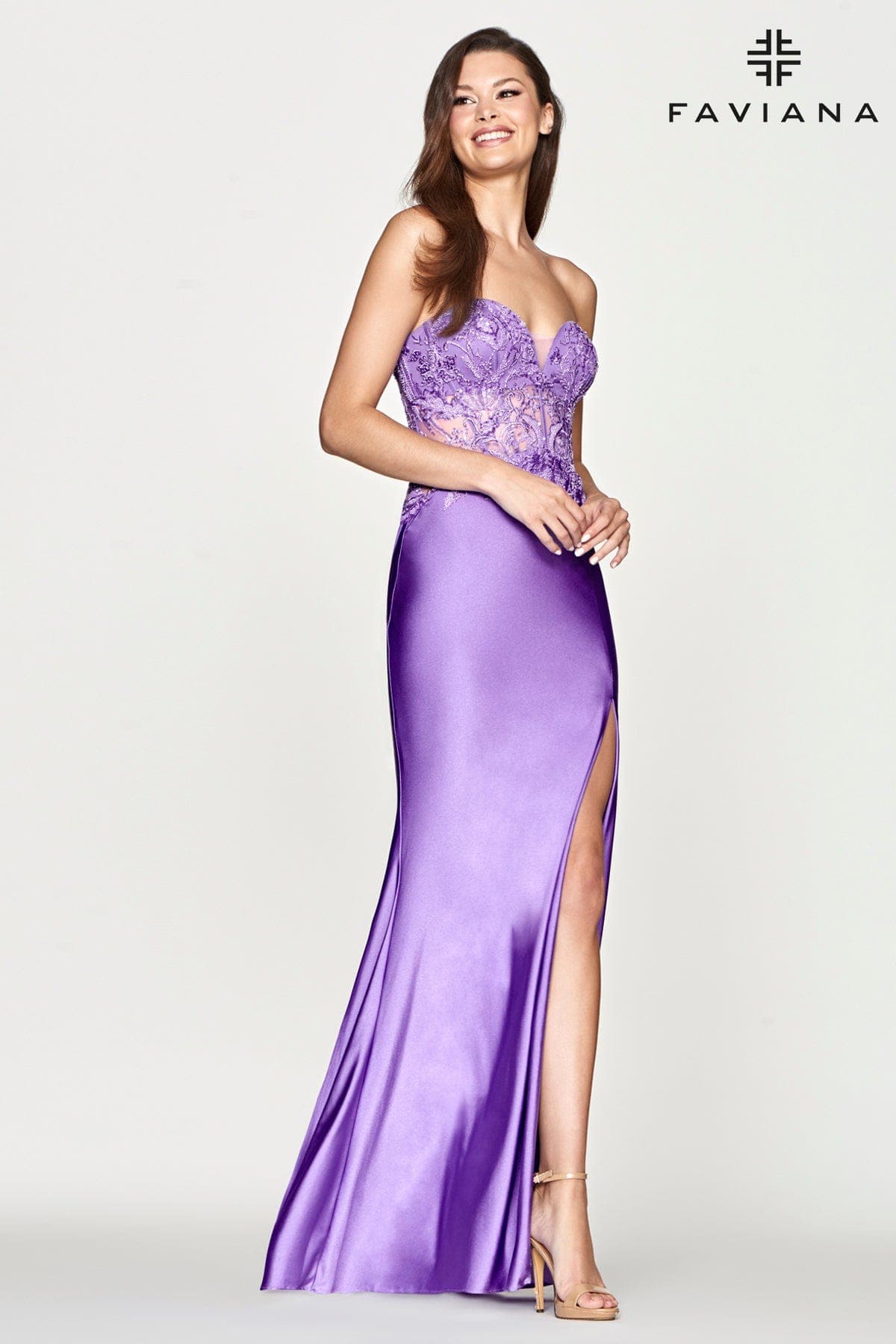Strapless Long Dress With Beaded Corset Top
