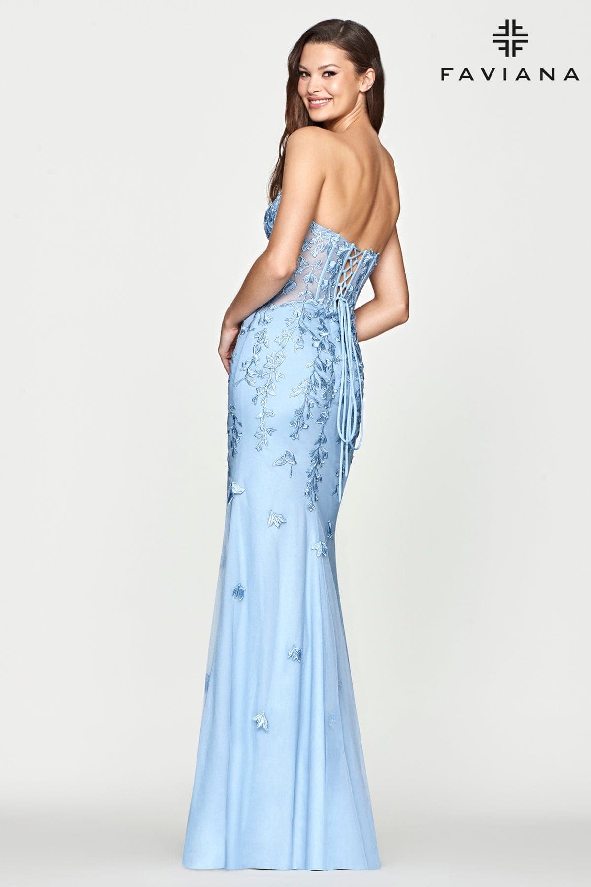 Long Tulle Prom Dress With Corset Top And Lace Applique Long Tulle Prom Dress With Corset Top And Lace Applique