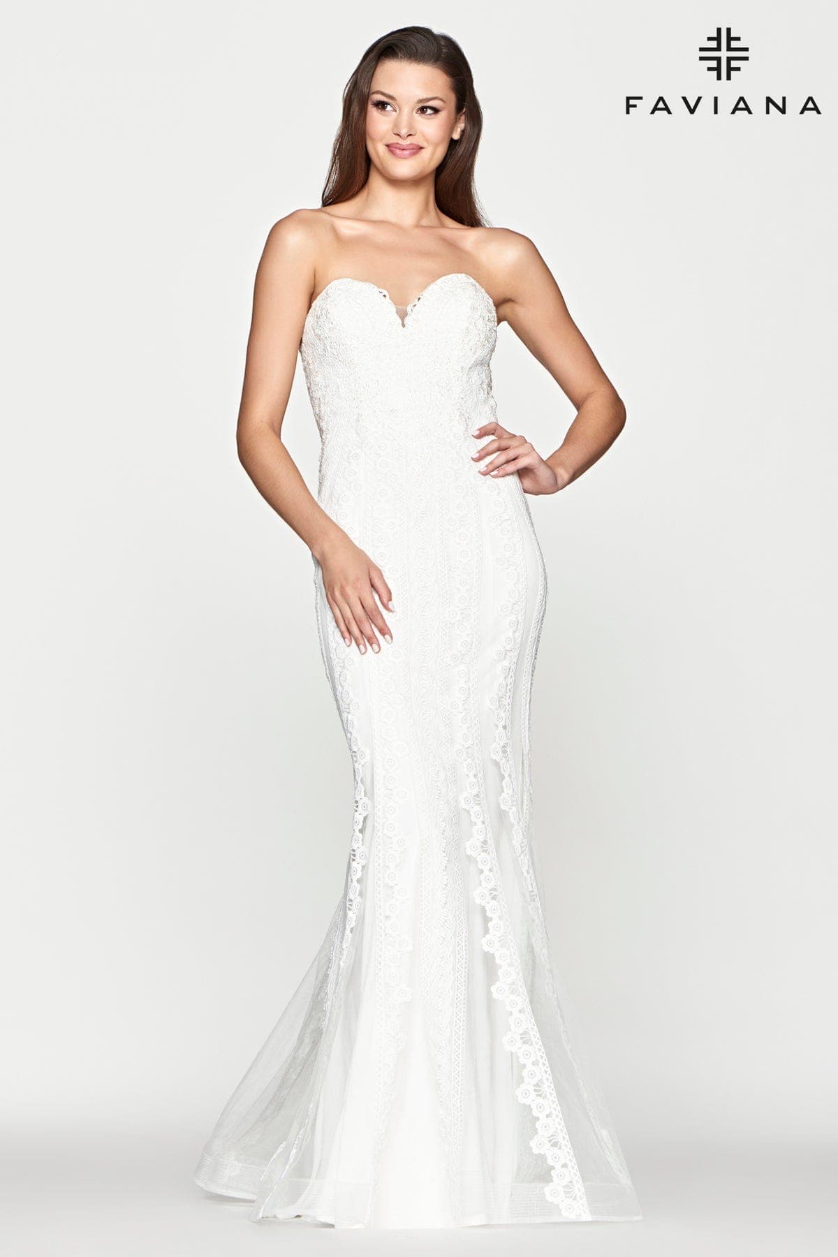Strapless Sweetheart Neckline Lace Long Dress | Faviana Strapless Sweetheart Neckline Lace Long Dress | Faviana