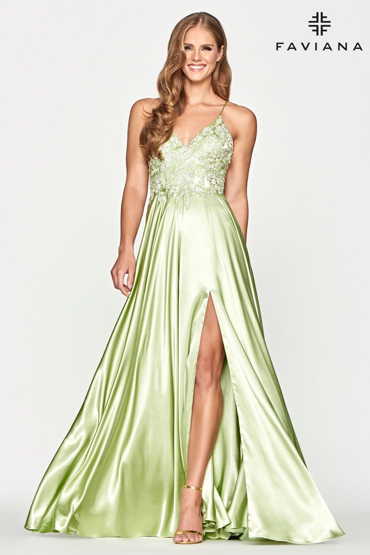 Silk Charmeuse Flowy Prom Dress With Beaded Bustier | Faviana Silk Charmeuse Flowy Prom Dress With Beaded Bustier | Faviana
