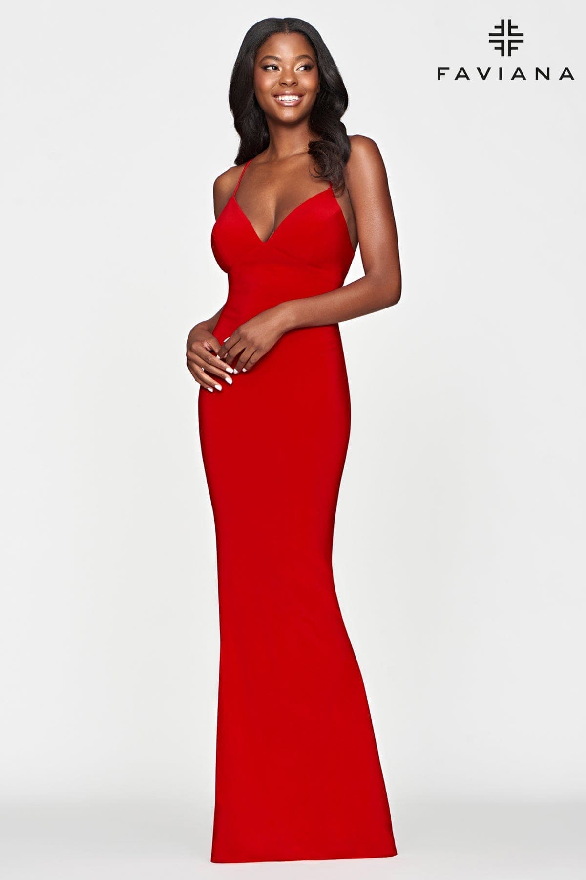 Long Jersey Formal Dress With Sweetheart Neckline And Lace Up Back | Faviana Long Jersey Formal Dress With Sweetheart Neckline And Lace Up Back | Faviana