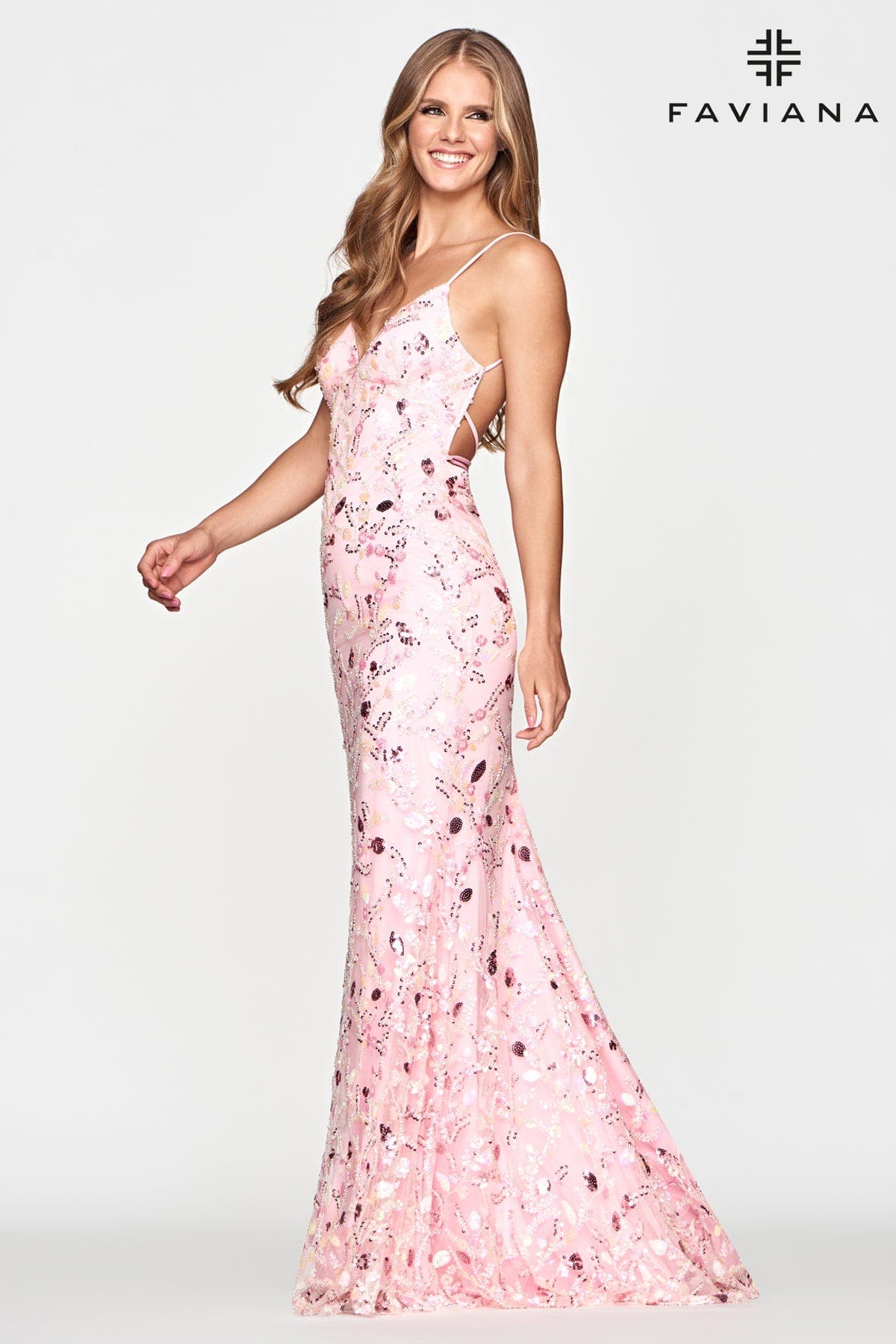 Sparkly Sequin Dress With Sweetheart Neckline And Lace Up Back | Faviana Sparkly Sequin Dress With Sweetheart Neckline And Lace Up Back | Faviana
