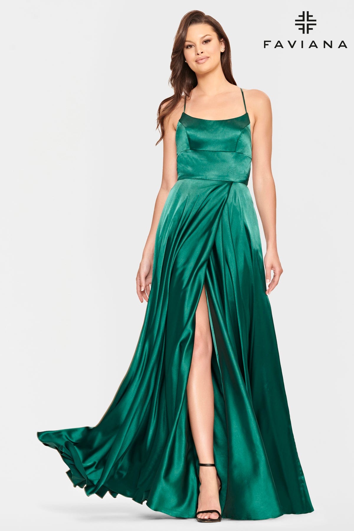Silky Charmeuse Prom Dress With Scoop Neckline And Corset Back | S10828