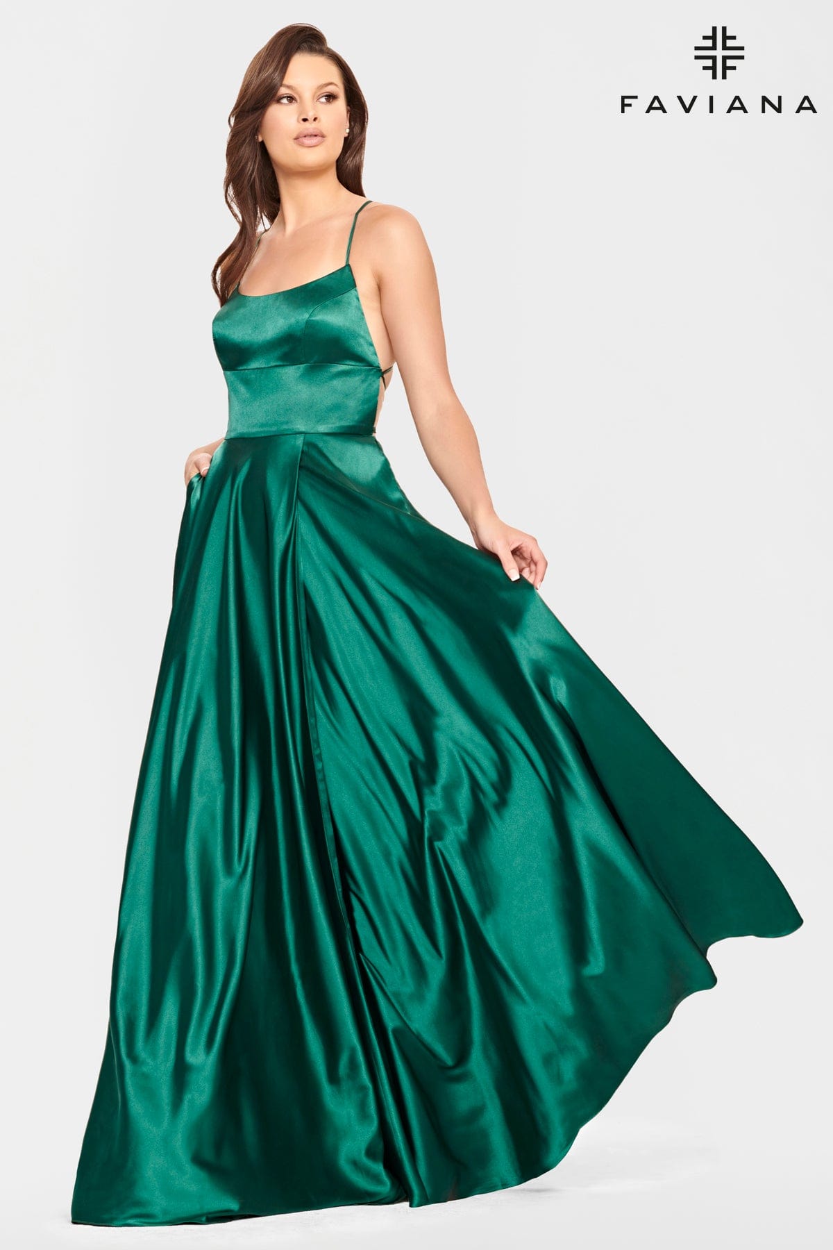 Silky Charmeuse Prom Dress With Scoop Neckline And Corset Back | S10828