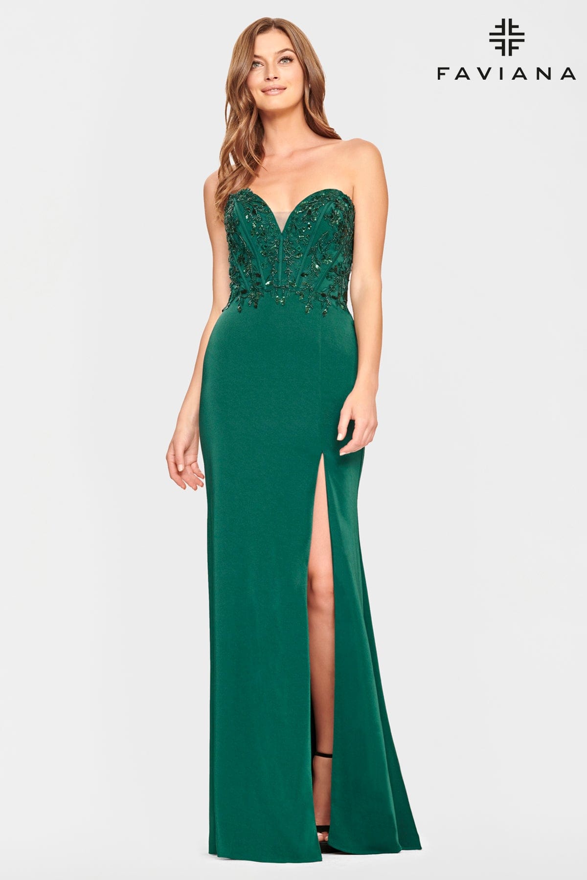 Corset Sweetheart Neckline Long Dress With Applique Bodice | Faviana Corset Sweetheart Neckline Long Dress With Applique Bodice | Faviana