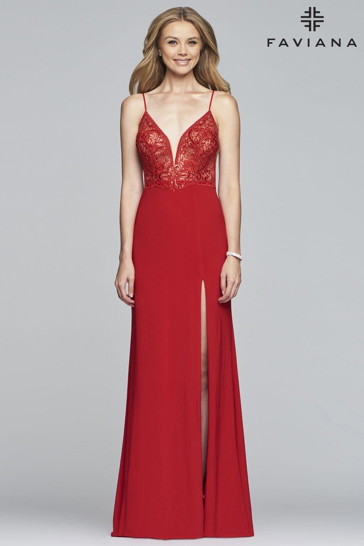 Long V Neck Prom Dress As Seen On Addison Rae | Faviana Long V Neck Prom Dress As Seen On Addison Rae | Faviana