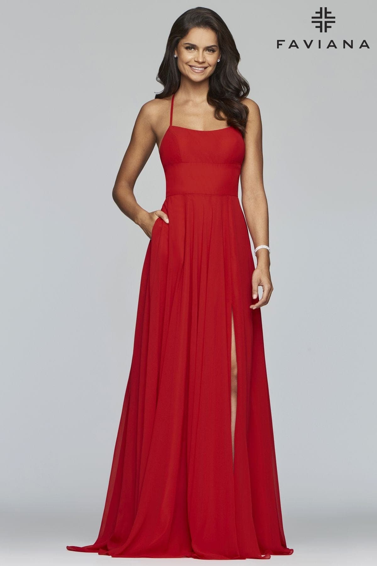 Chiffon Scoop Neck Lace Up Back Prom Dress Chiffon Scoop Neck Lace Up Back Prom Dress