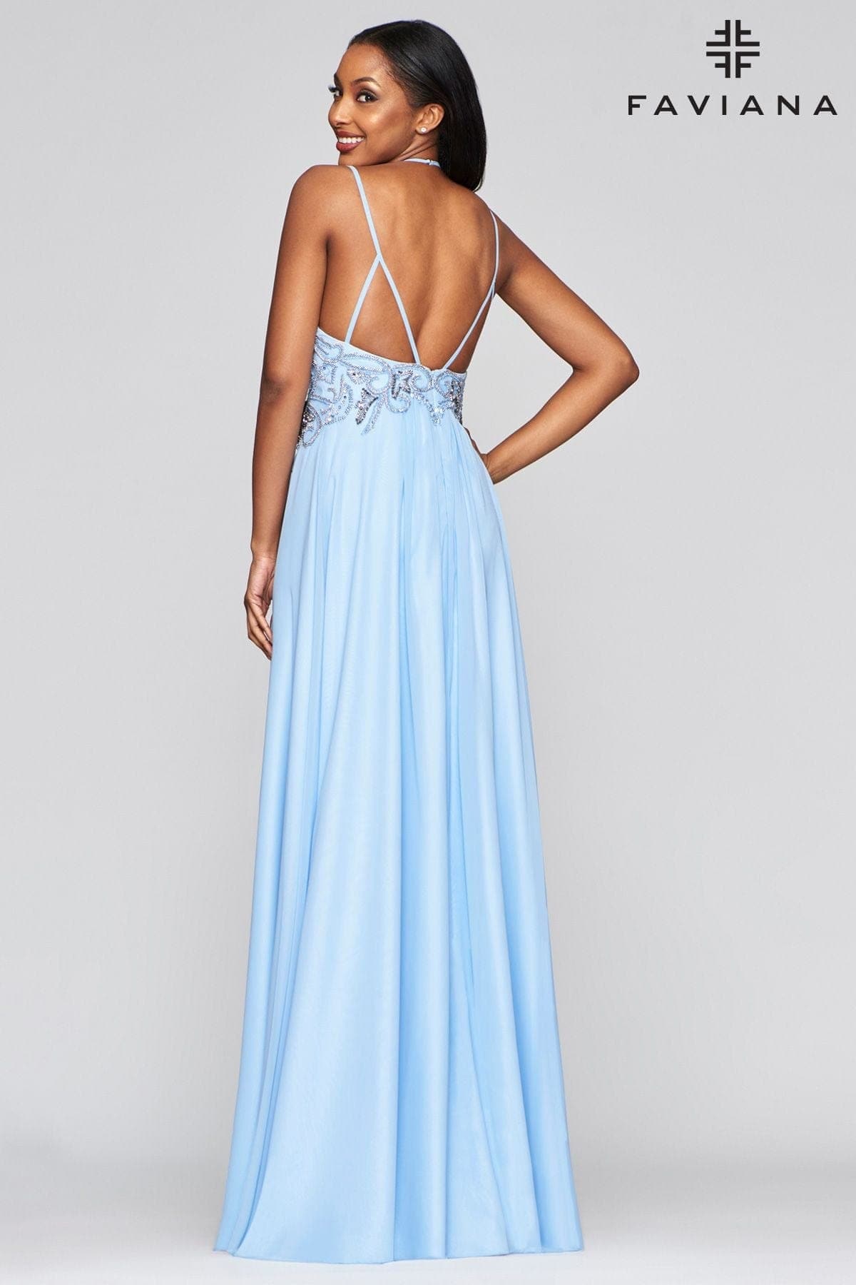 Long Chiffon Dress With Beaded Bodice Detailing Long Chiffon Dress With Beaded Bodice Detailing