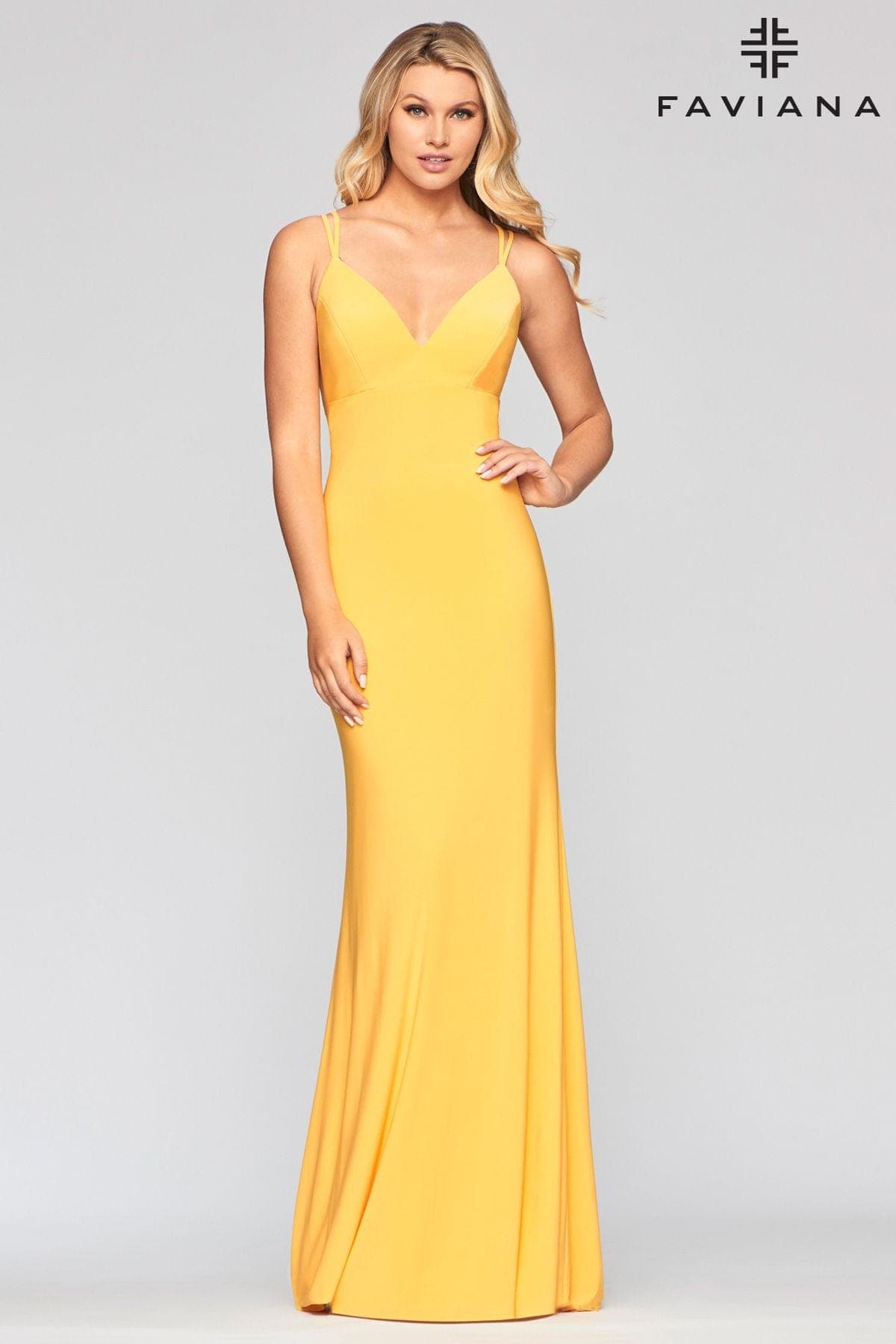 Long Sleeve Jersey Dress With V Neck And Adjustable Back Strap | Faviana Long Sleeve Jersey Dress With V Neck And Adjustable Back Strap | Faviana