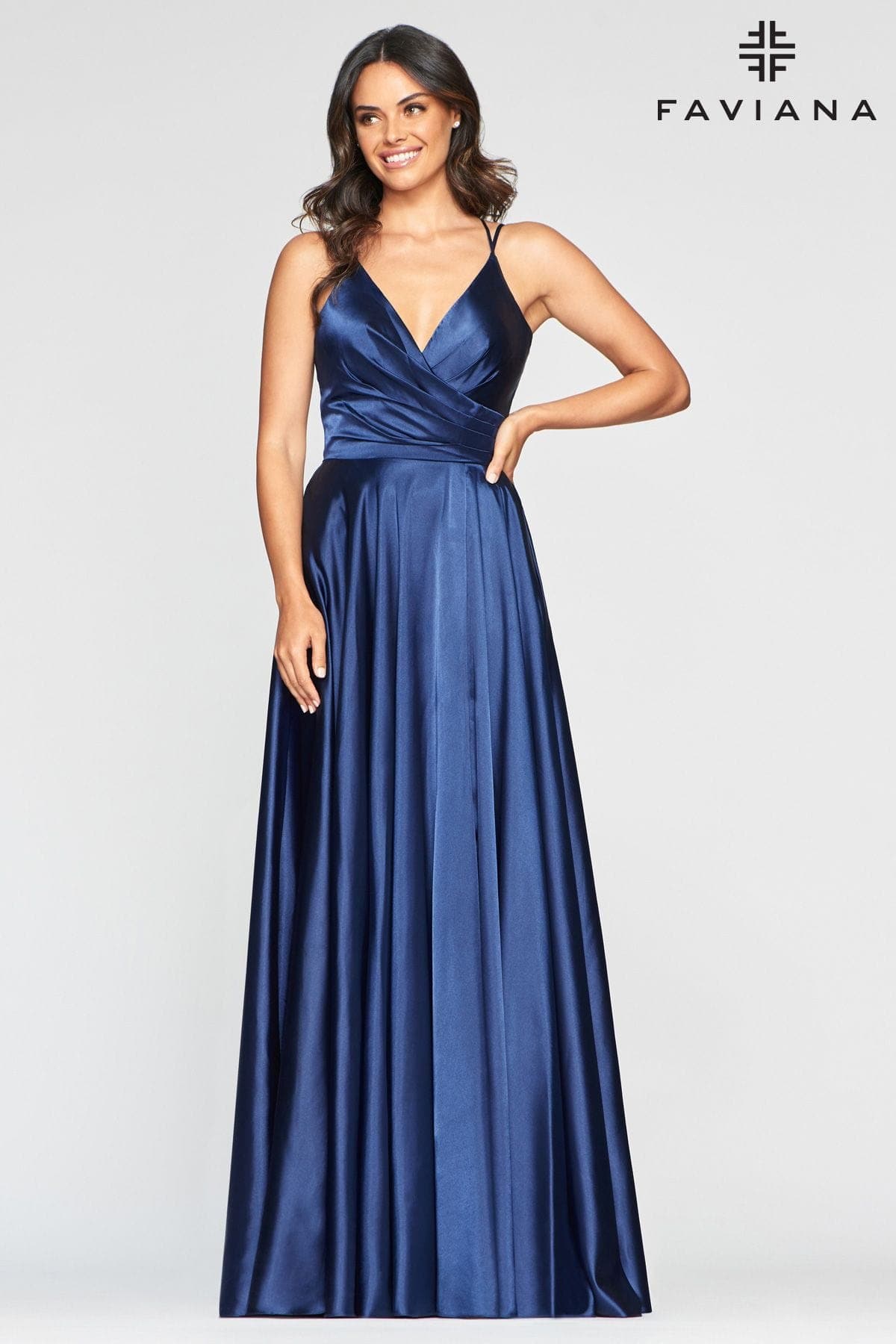 Silk Charmeuse Flowy V Neckline Dress | Faviana Silk Charmeuse Flowy V Neckline Dress | Faviana