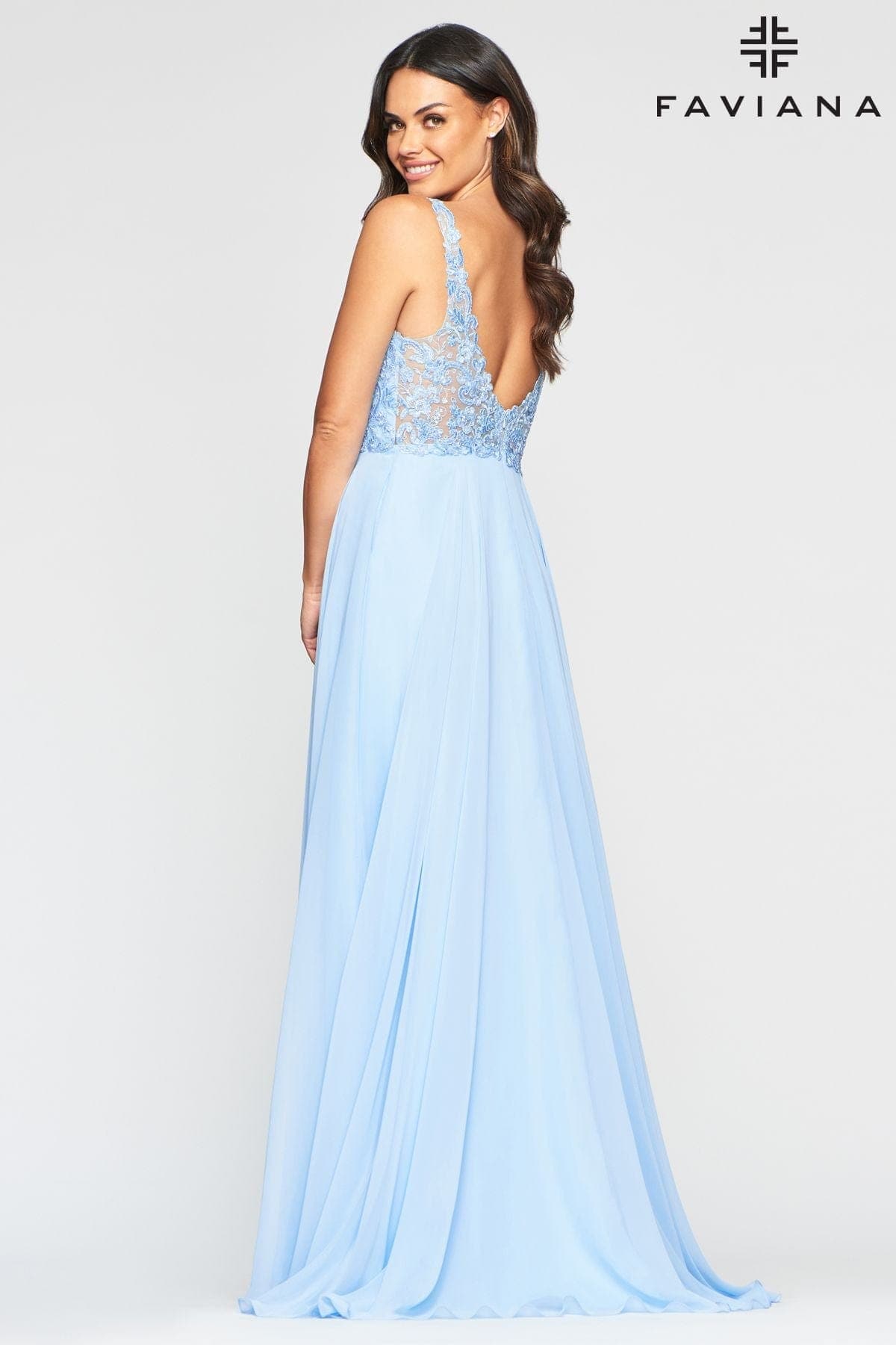 Long Chiffon Dress With Square Neckine And Beading Long Chiffon Dress With Square Neckine And Beading