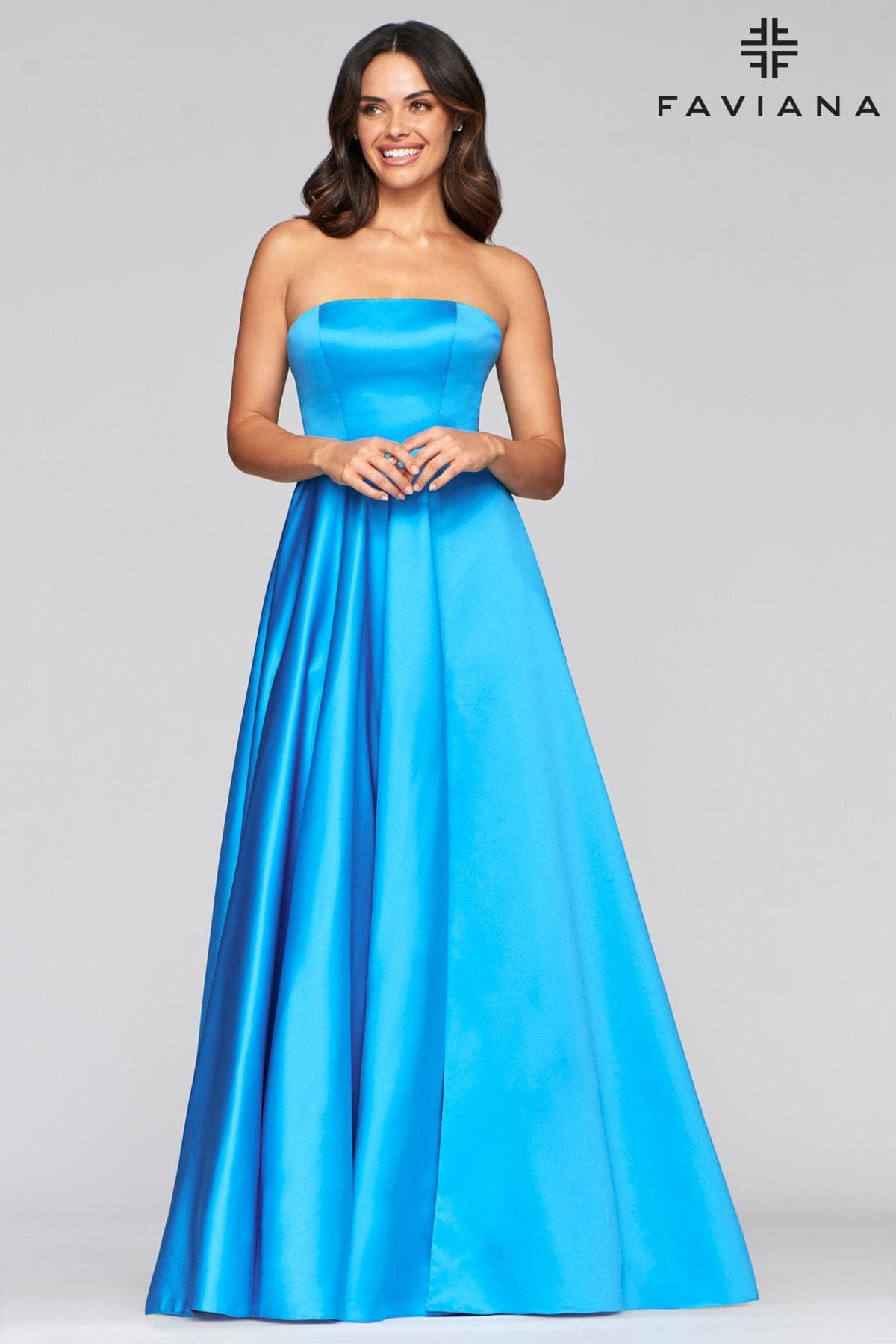 Ball Gown Dress With Straight Neckline And Lace Up Back | Faviana Ball Gown Dress With Straight Neckline And Lace Up Back | Faviana