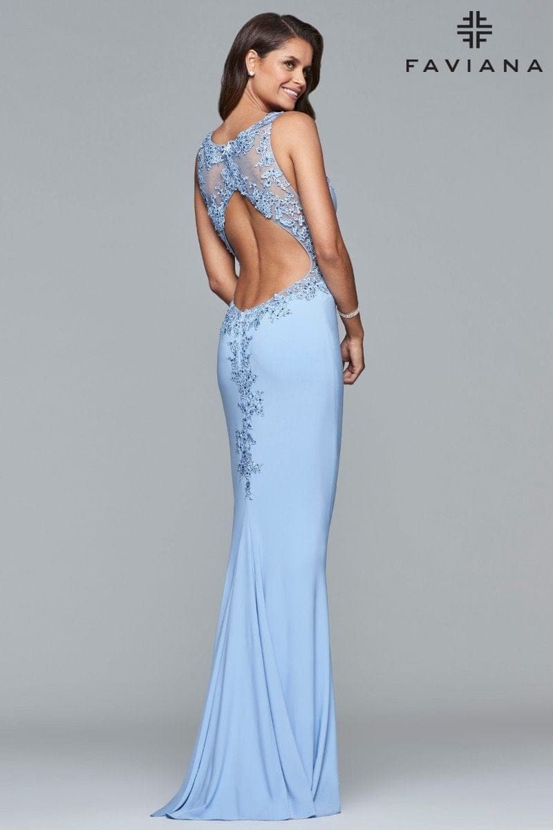 Long Jersey V-Neck Dress With Side Applique Long Jersey V-Neck Dress With Side Applique