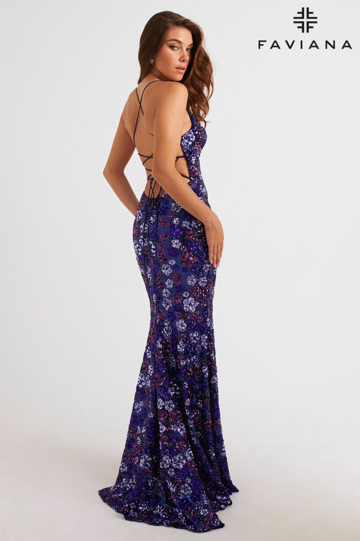 faviana floral prom dress Faviana Floral Long Prom Dress 11000 Pink/Silver / 6