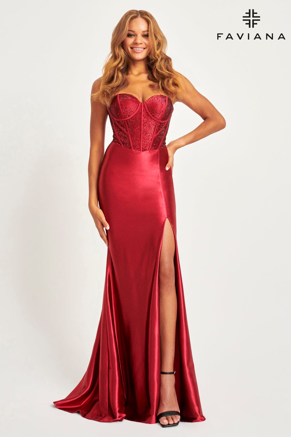 Strapless Bustier Dress With Hotfix Crystal Embellished Corset | 11006