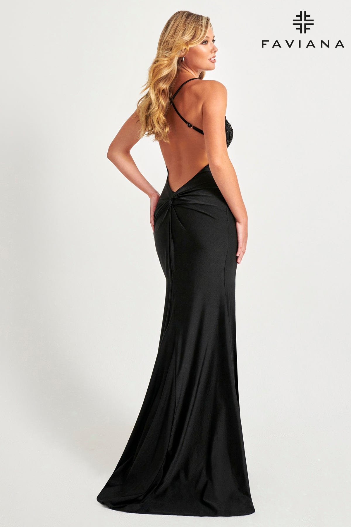 Embellished Top Dress With Leg Slit And Open Back | 11019