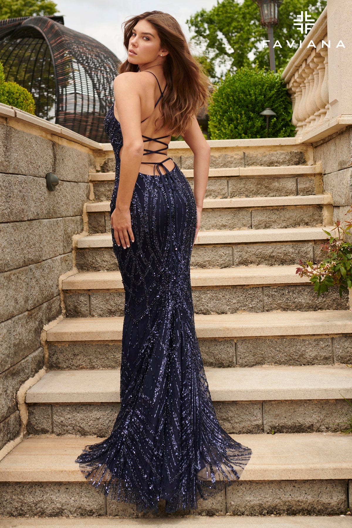 Navy V-Neck Formal Dress With Elegant Beading Embellishment | 11023 Navy V-Neck Formal Dress With Elegant Beading Embellishment | 11023