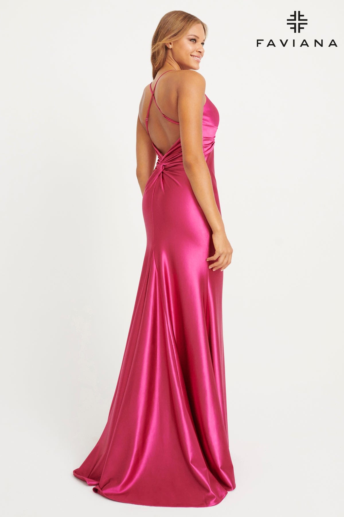 Sleek Satin Long Dress For Prom With Knot Bustier | 11034