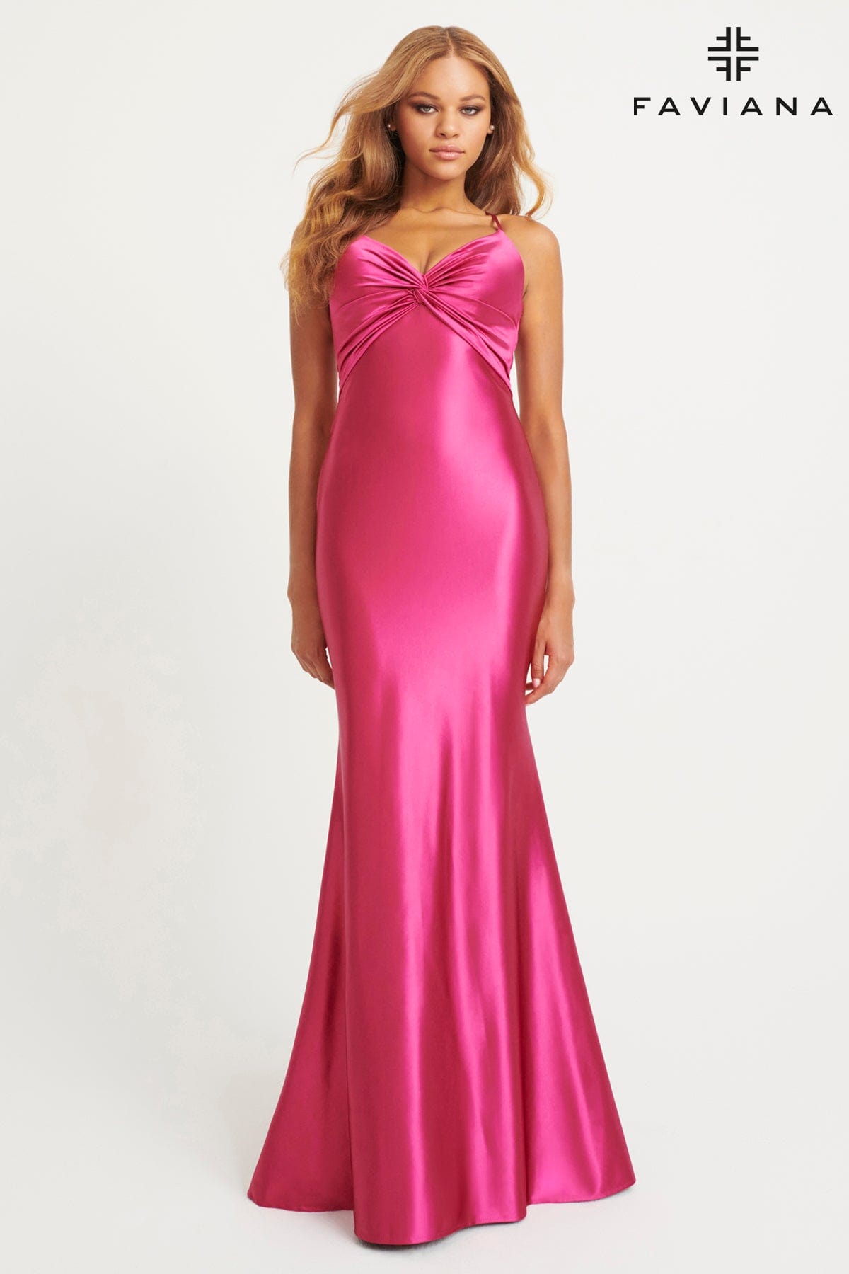 Sleek Satin Long Dress For Prom With Knot Bustier | 11034