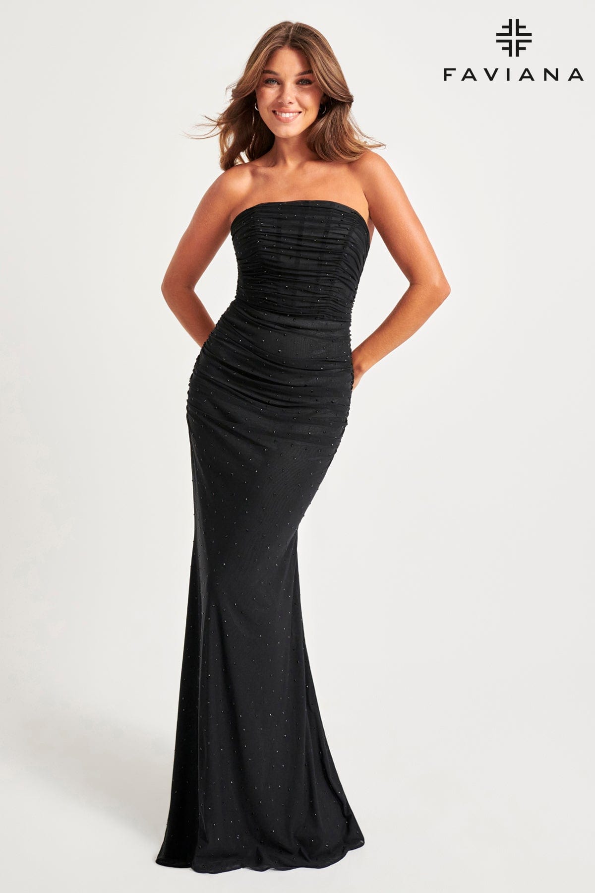 Strapless Mesh Dress With Exposed Corset Boning And Sparkly Crystals | 11040