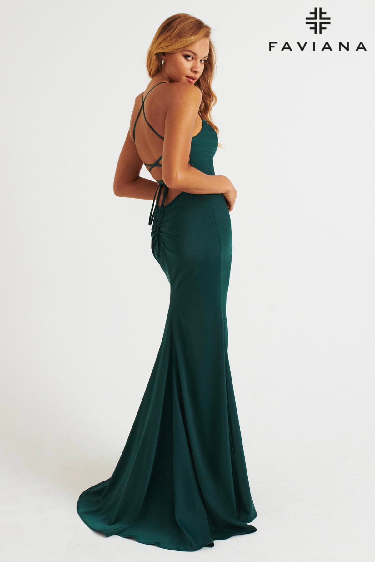 Dark Teal Matte Satin Maxi Dress With Gathered Side And Lace-Up Back | Dark Teal Matte Satin Maxi Dress With Gathered Side And Lace-Up Back |