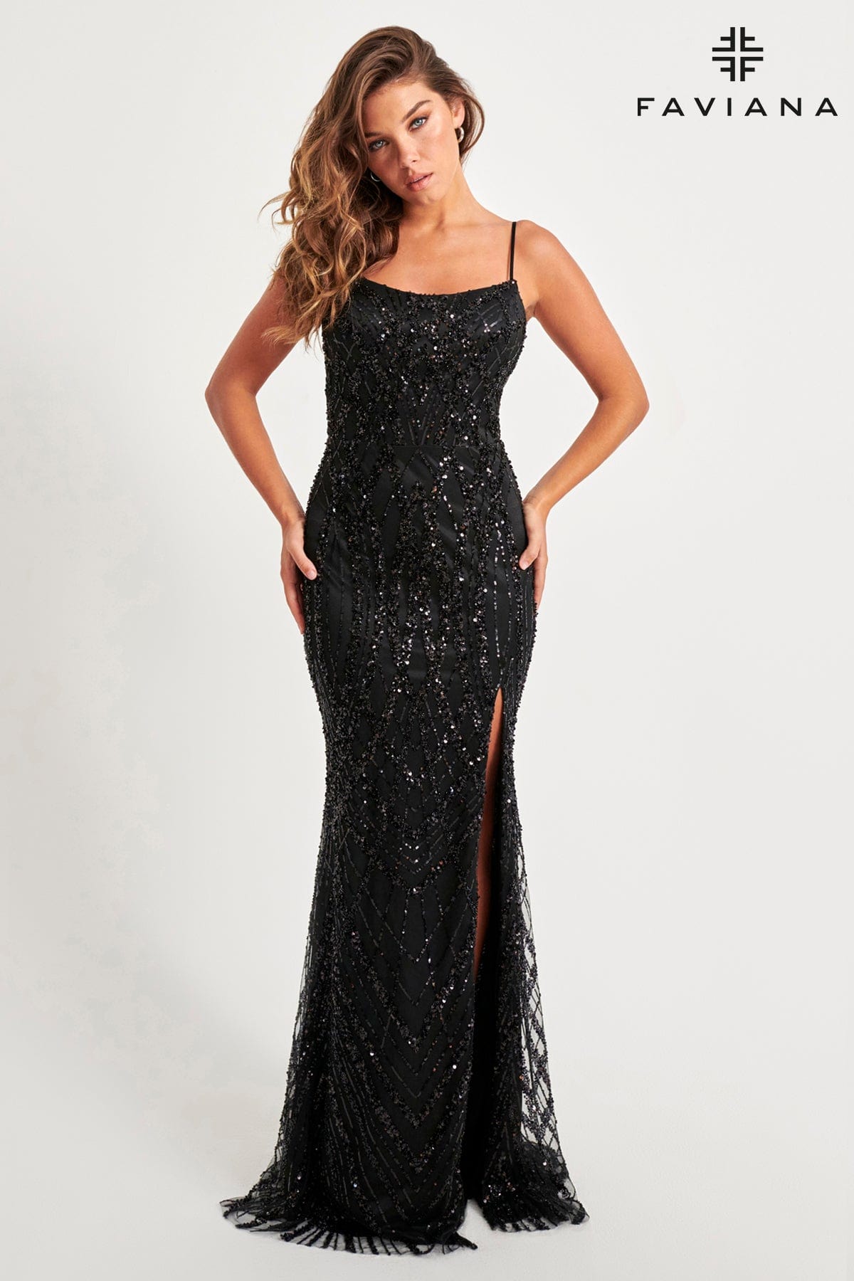V-Back Formal Dress With Elegant Beading Embellishment | 11075 V-Back Formal Dress With Elegant Beading Embellishment | 11075