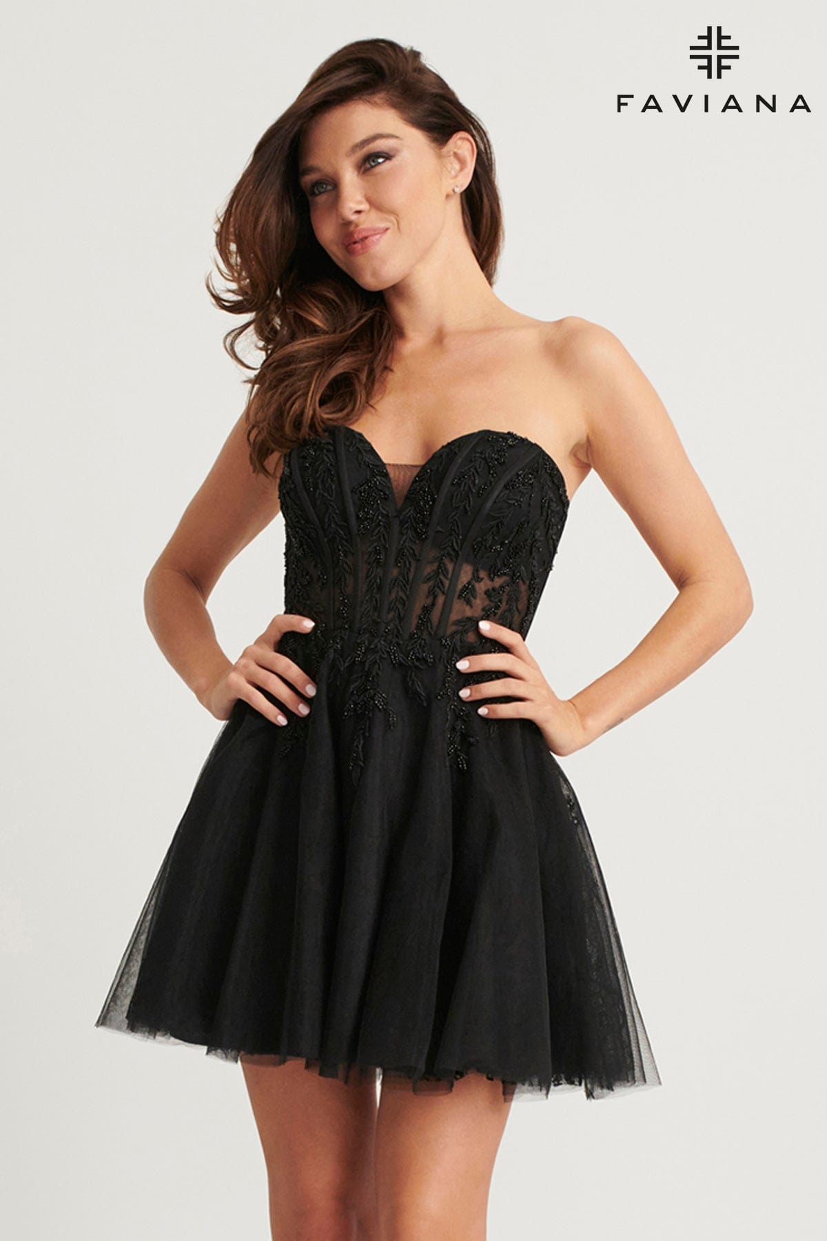 Tulle & Lace Short Corset Dress With A-Line Skirt | 11120