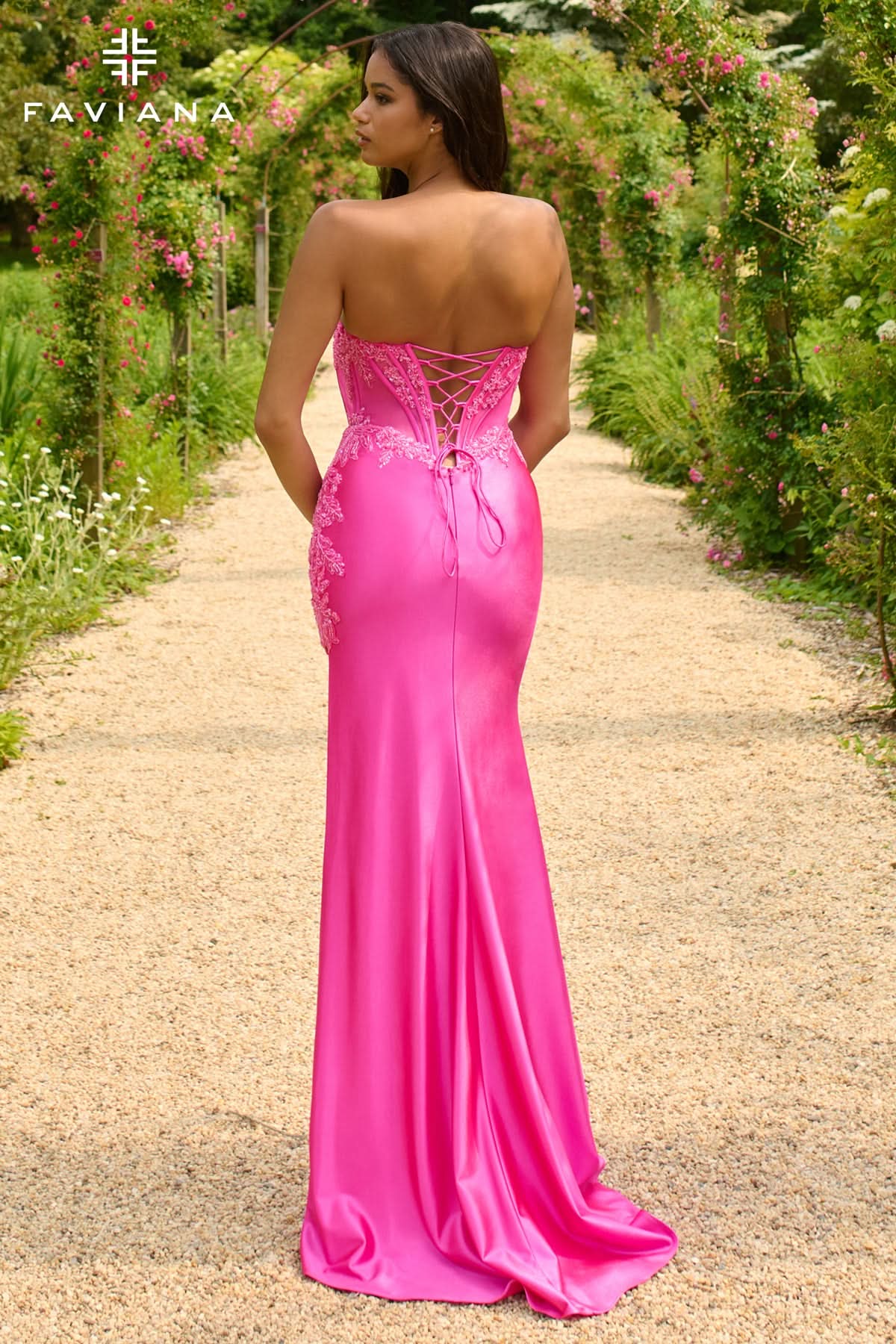 Strapless Satin Corset Dress With Exposed Boning And Beading | 11209