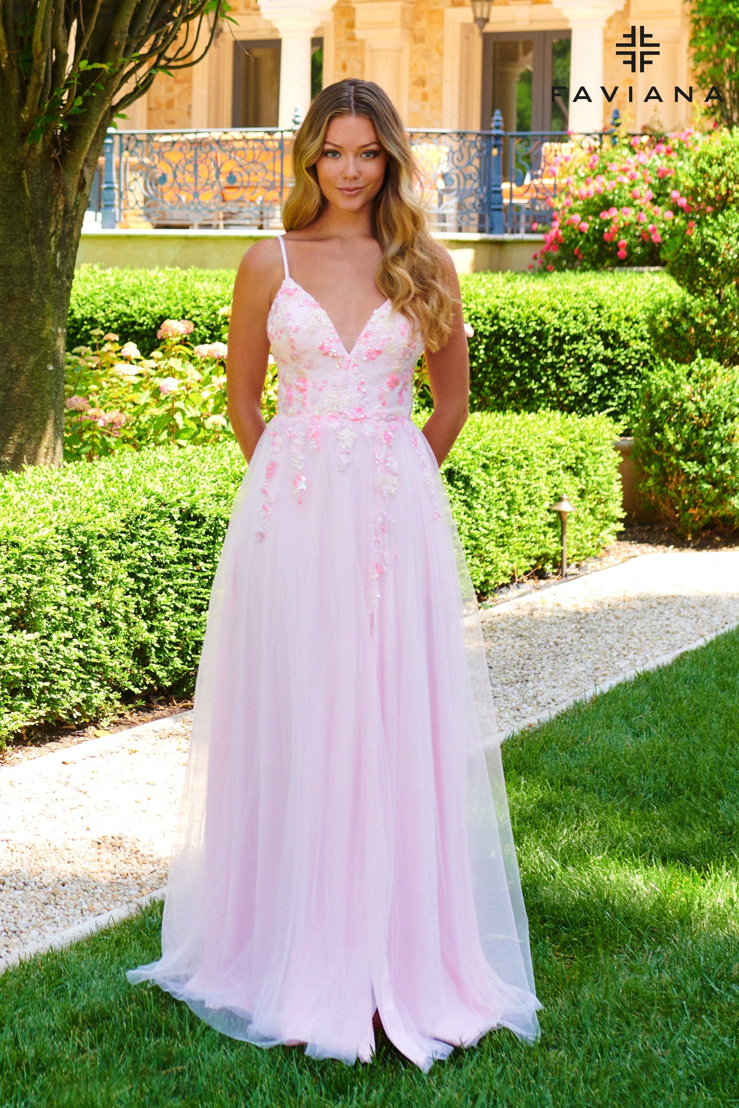 Pastel Tulle V-Neck Gown With Beaded Bodice | 11232 Pastel Tulle V-Neck Gown With Beaded Bodice | 11232
