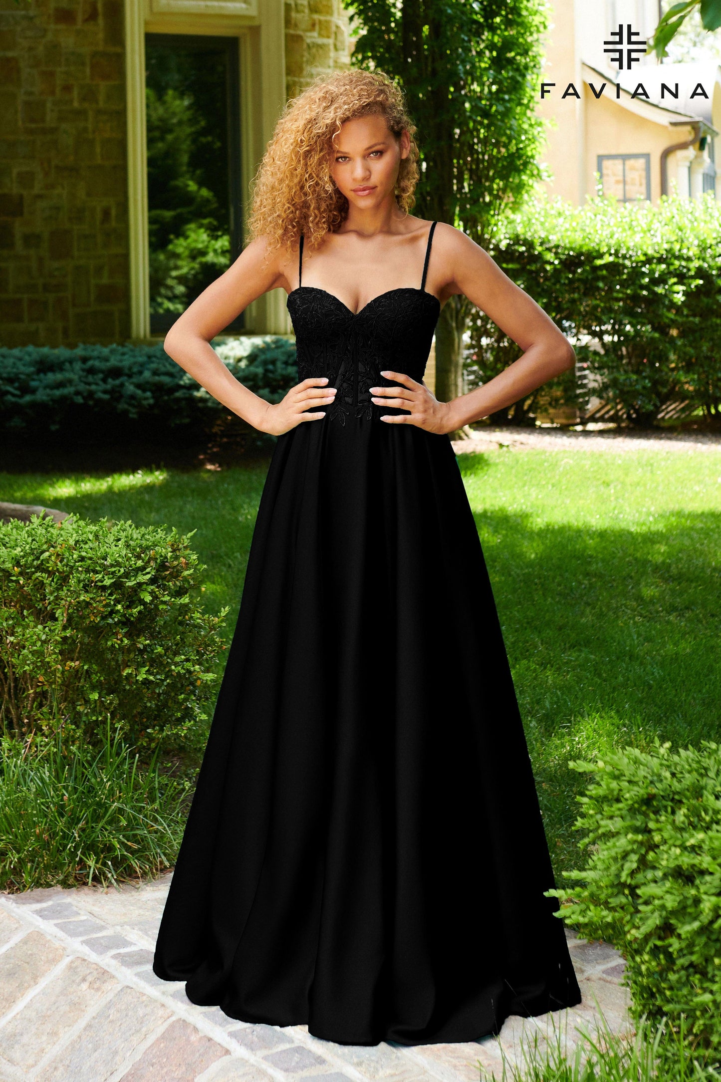 Black Satin Ballgown Dress With Lace Appliqu Corset | 11259 Black Satin Ballgown Dress With Lace Appliqu Corset | 11259