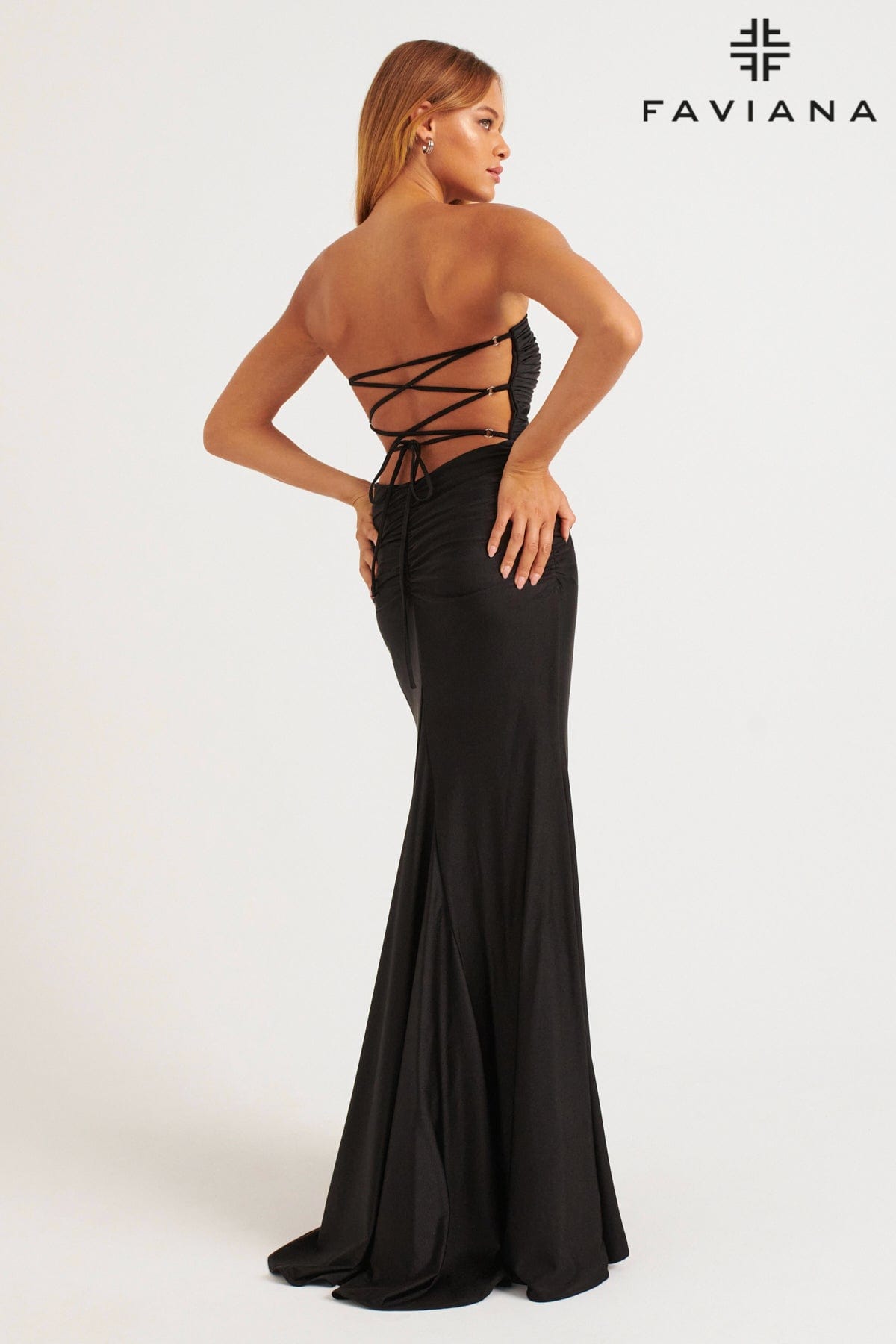 Strapless Evening Dress With Crystal Grommet Lace-Up Back | 11266 Strapless Evening Dress With Crystal Grommet Lace-Up Back | 11266